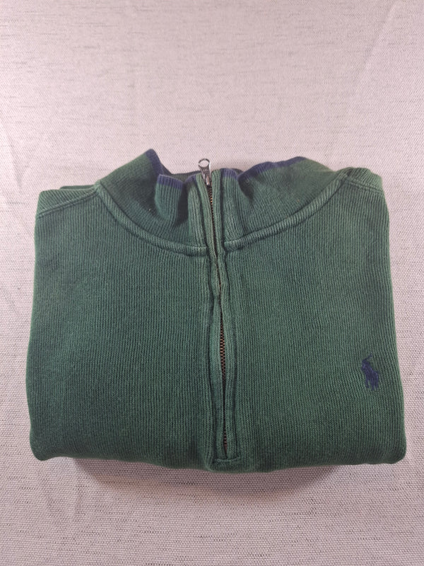 000481 – Polo Ralph Lauren Quarter-Zip Sweater – Green, Size XL