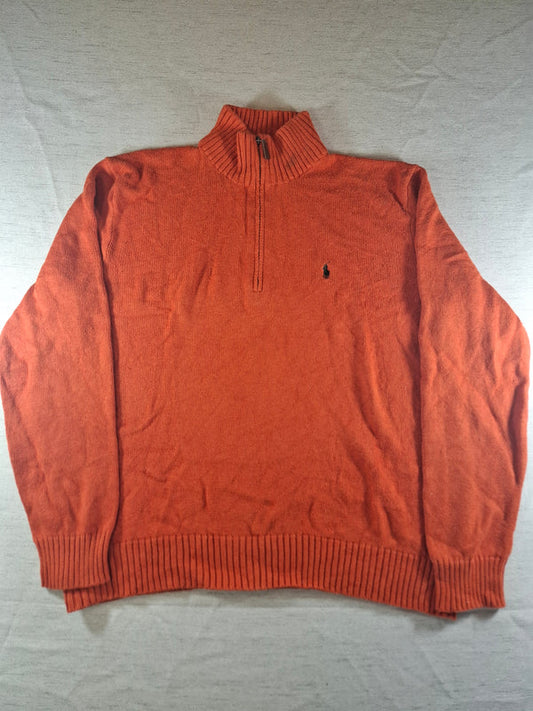 000484 – Polo Ralph Lauren Quarter-Zip Sweater – Orange, Size L