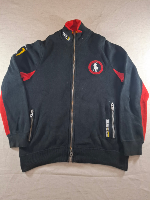 000226 – Polo Ralph Lauren Full Zip Sweater – Black/ Red, Size L