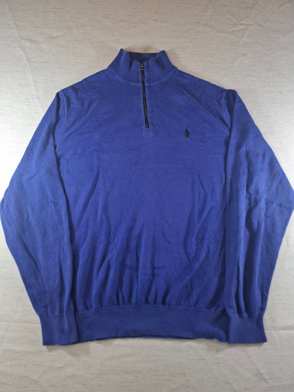 000485 – Polo Ralph Lauren Quarter-Zip Sweater – Purple, Size L