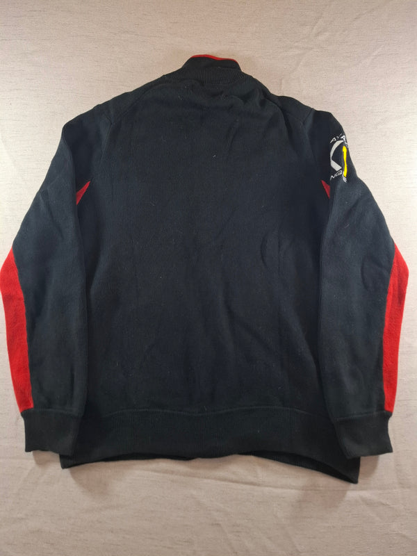 000226 – Polo Ralph Lauren Full Zip Sweater – Black/ Red, Size L