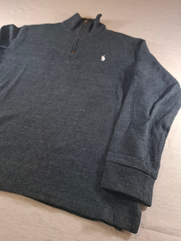 000502 – Polo Ralph Lauren Quarter-Zip Sweater – Charcoal, Size M