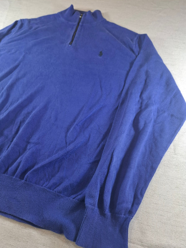 000485 – Polo Ralph Lauren Quarter-Zip Sweater – Purple, Size L