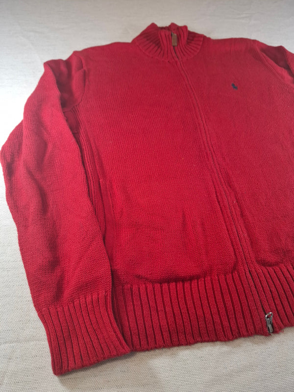 000488 – Polo Ralph Lauren Full Zip Sweater – Red, Size L