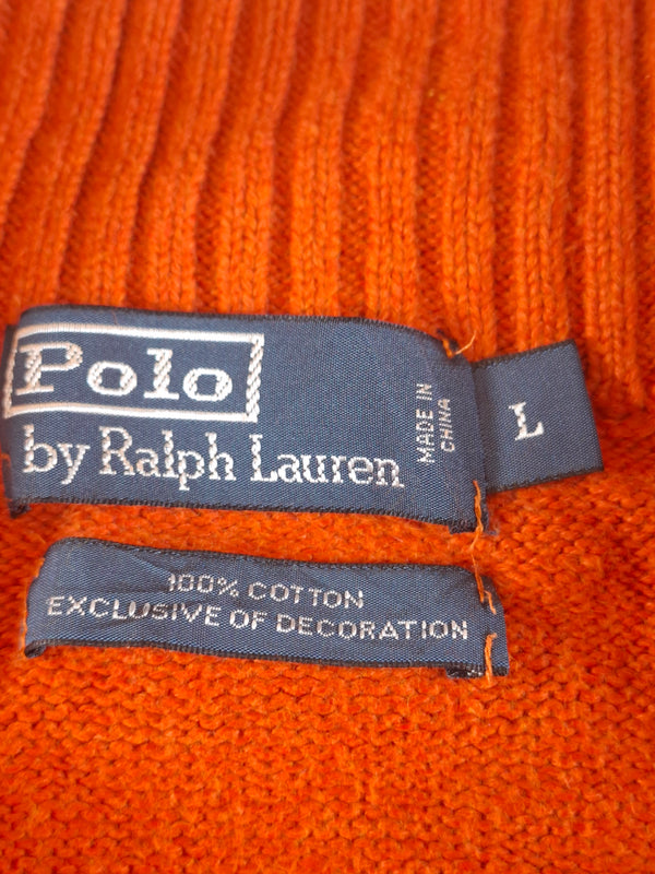 000484 – Polo Ralph Lauren Quarter-Zip Sweater – Orange, Size L