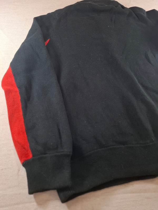 000226 – Polo Ralph Lauren Full Zip Sweater – Black/ Red, Size L