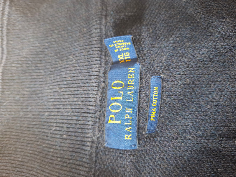 000483 – Polo Ralph Lauren Quarter-Zip Sweater – Blue, Size XXL