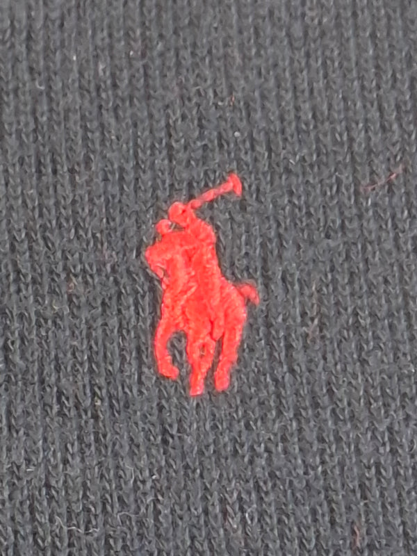 000487 – Polo Ralph Lauren Quarter-Zip Sweater – Black with red trim, Size L