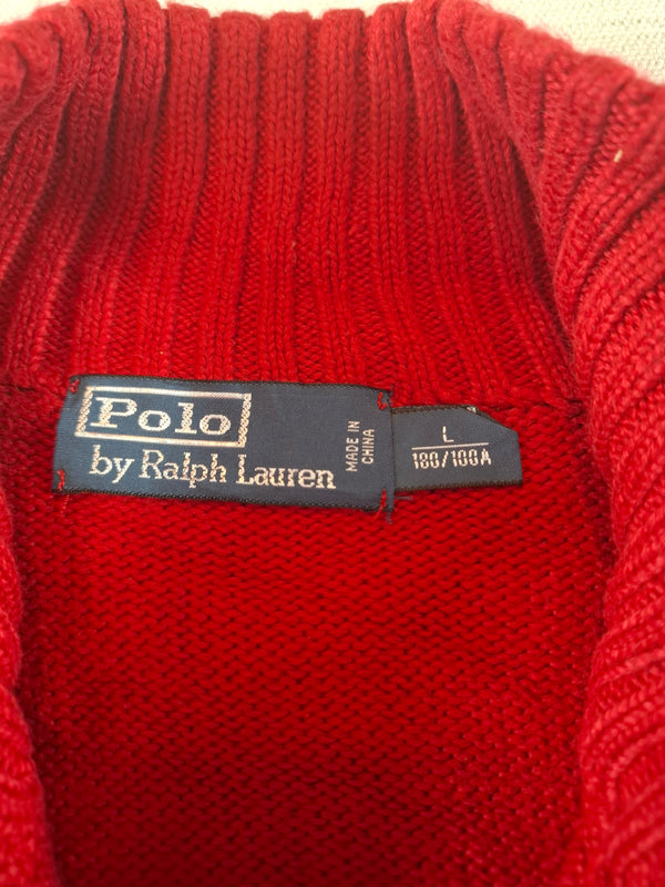 000488 – Polo Ralph Lauren Full Zip Sweater – Red, Size L