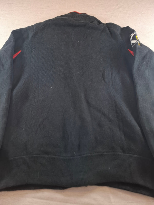 000226 – Polo Ralph Lauren Full Zip Sweater – Black/ Red, Size L