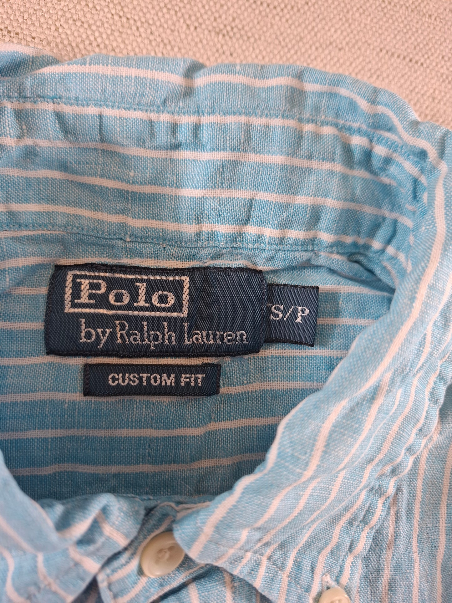 001083 Polo Ralph Lauren Button down shirt size S Turquoise striped