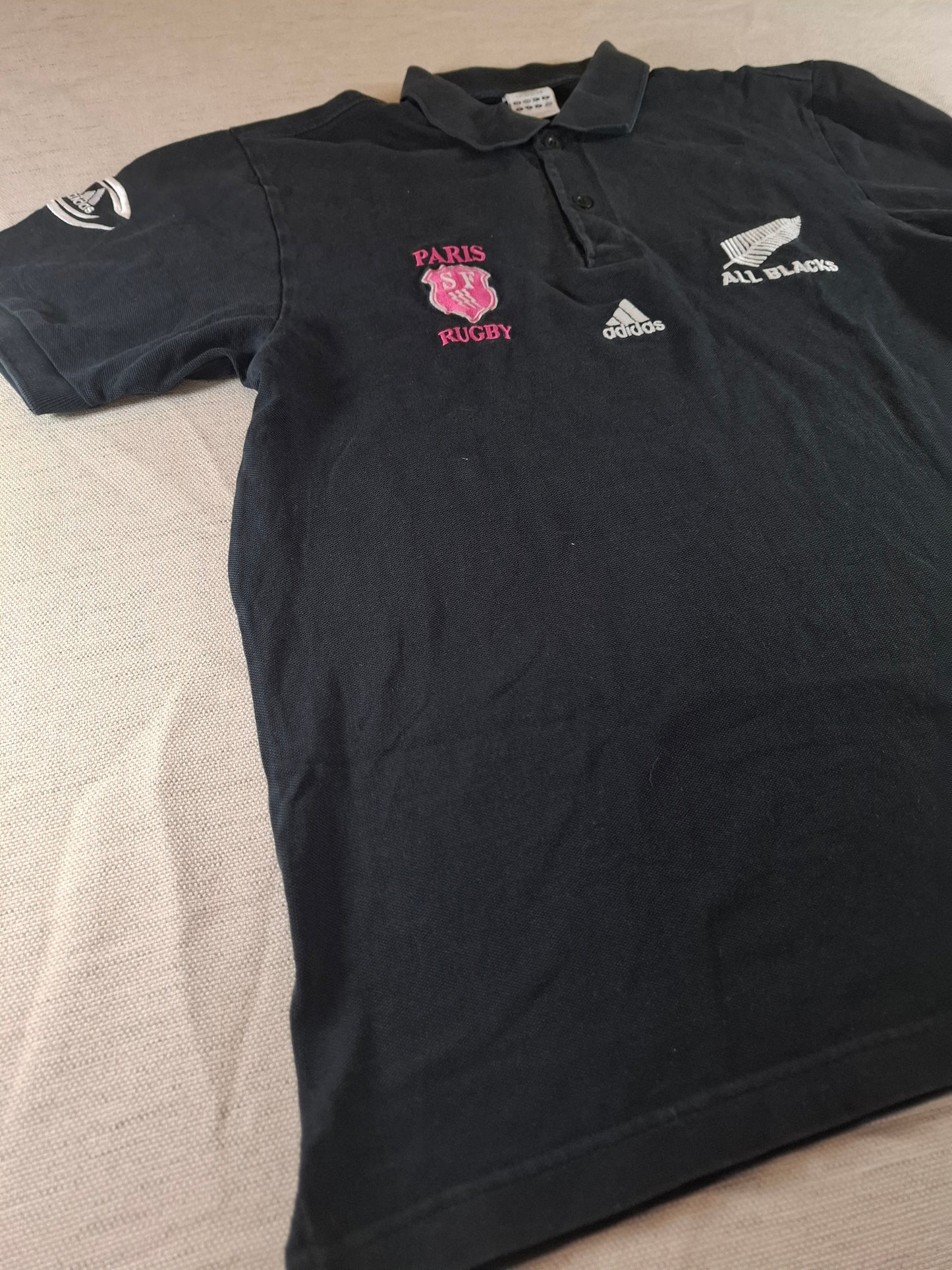 000159 Adidas Polo size M BLACK New Zealand All Blacks Rugby