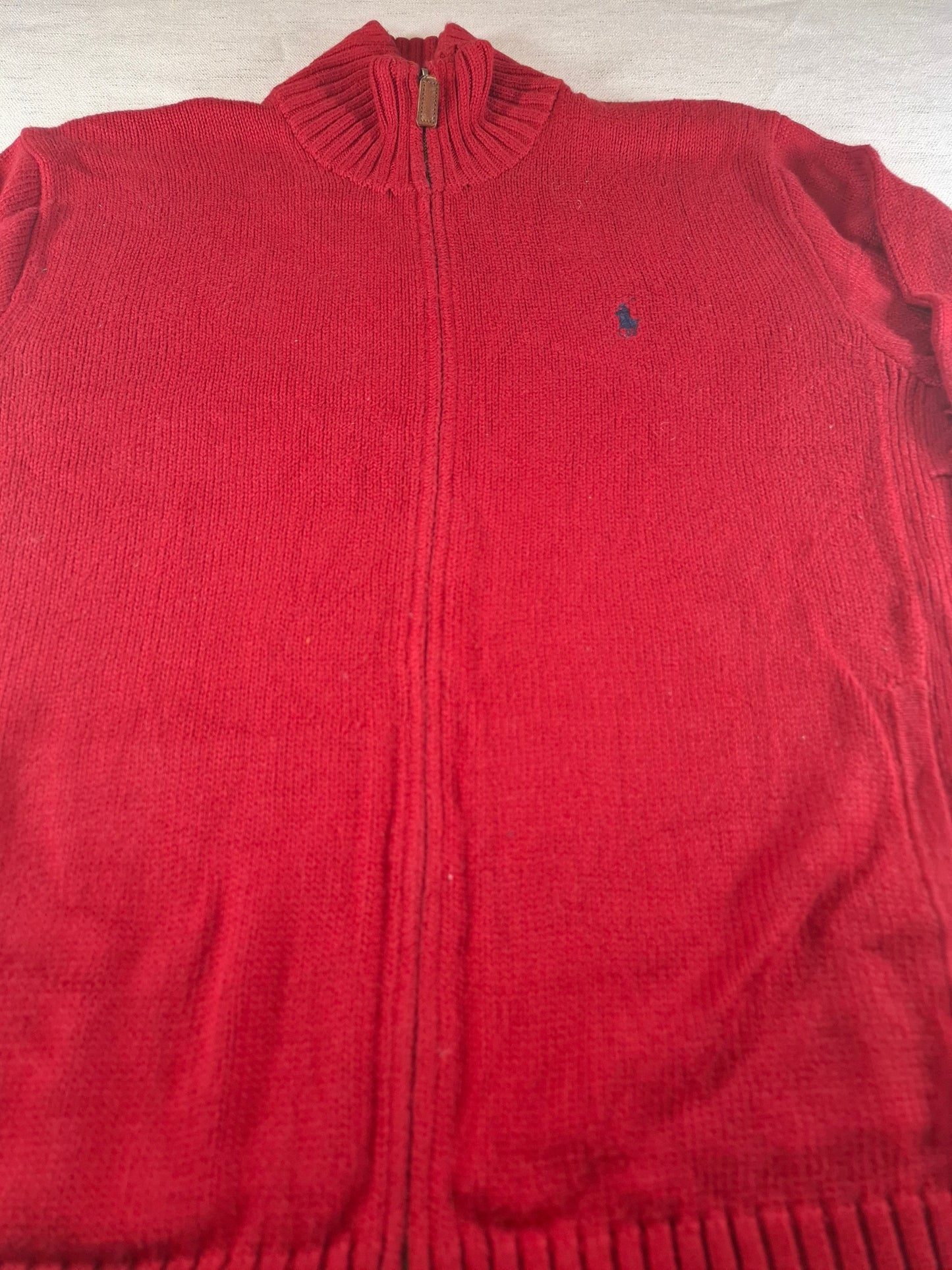 000488 Polo Ralph Lauren full zip sweater size L Red