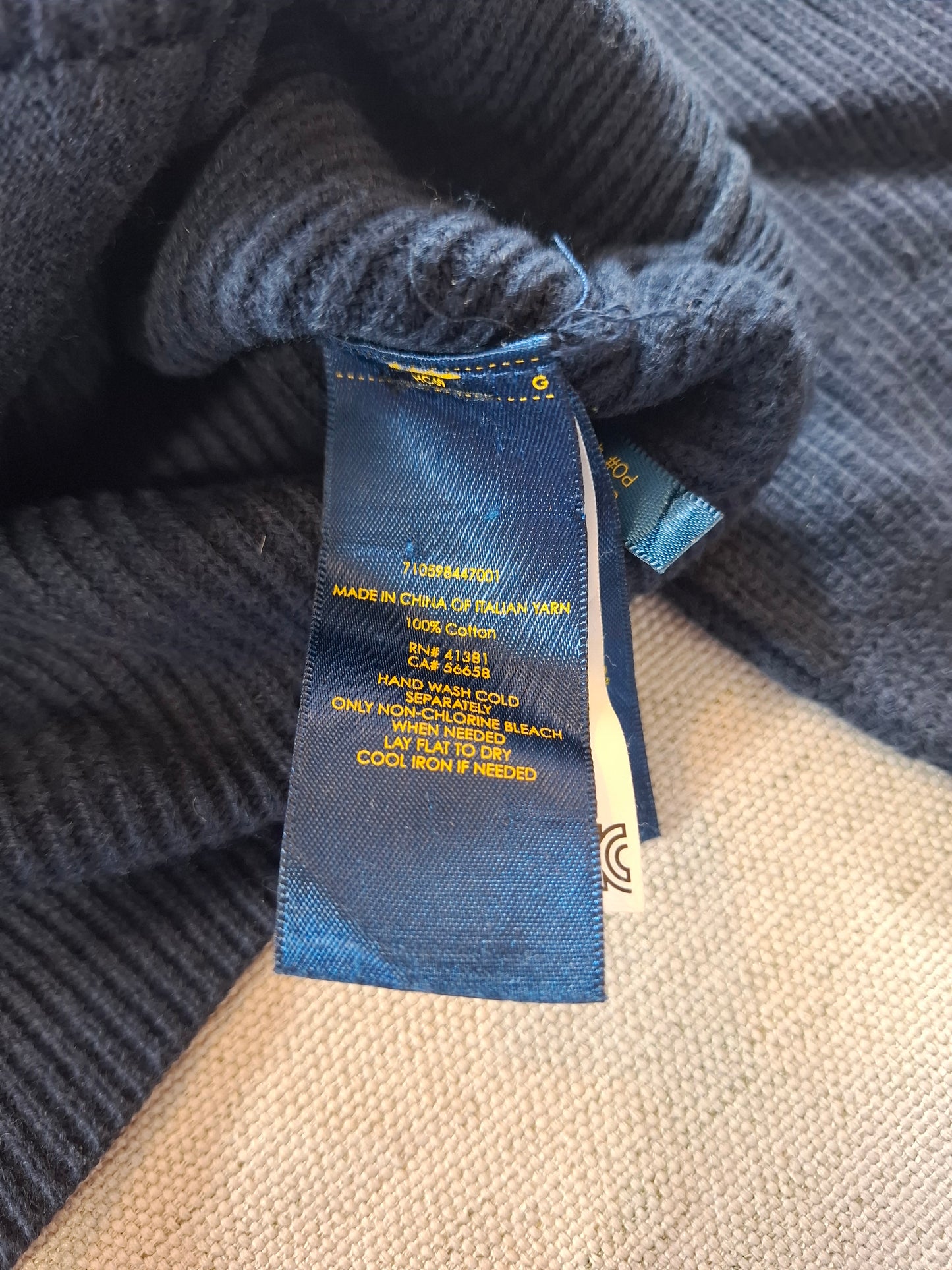 000933 Polo Ralph Lauren Full zip sweater size S Navy Blue