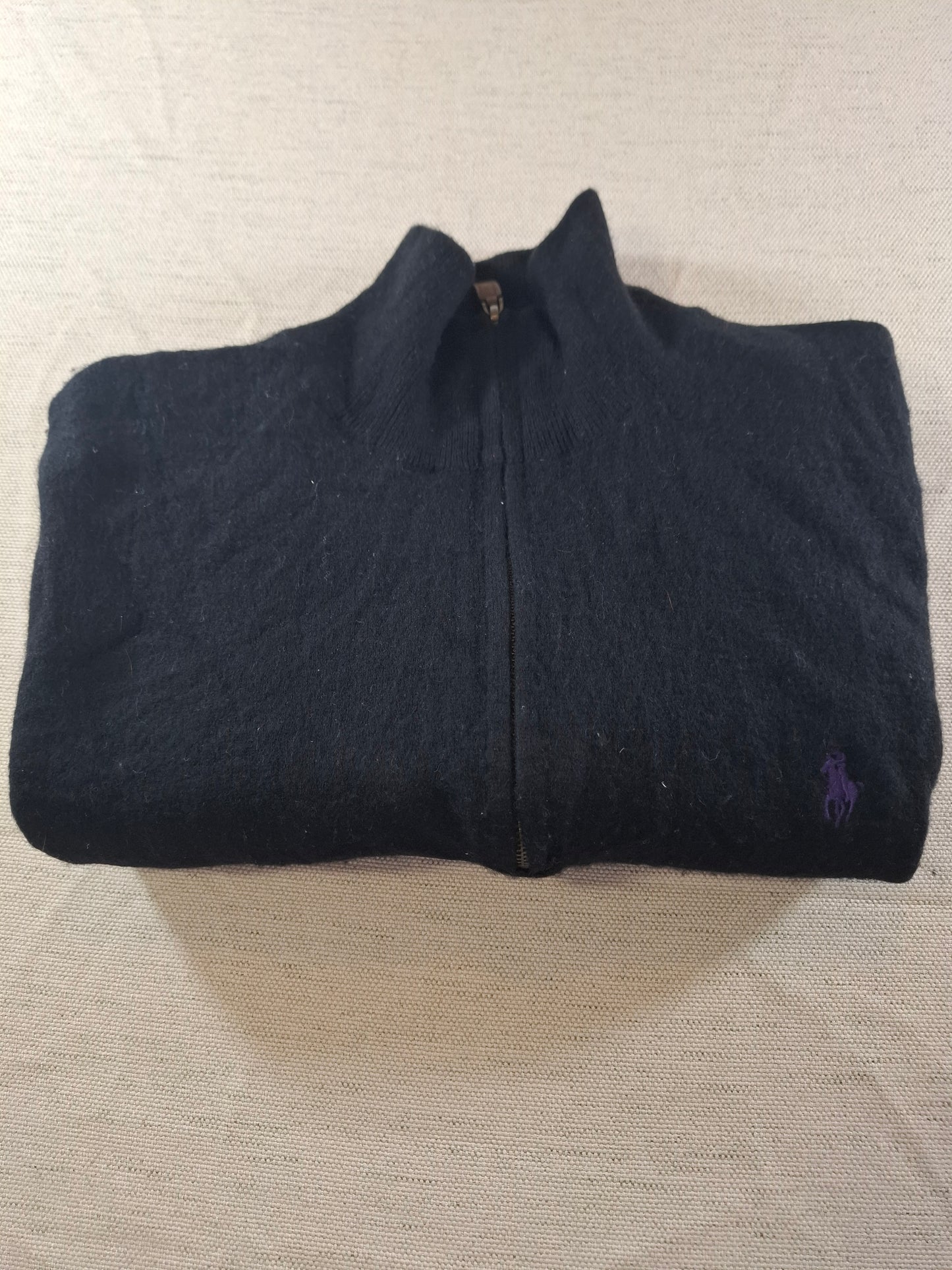 000497 Polo Ralph Lauren 1/4 zip sweater size XXL Black Merino