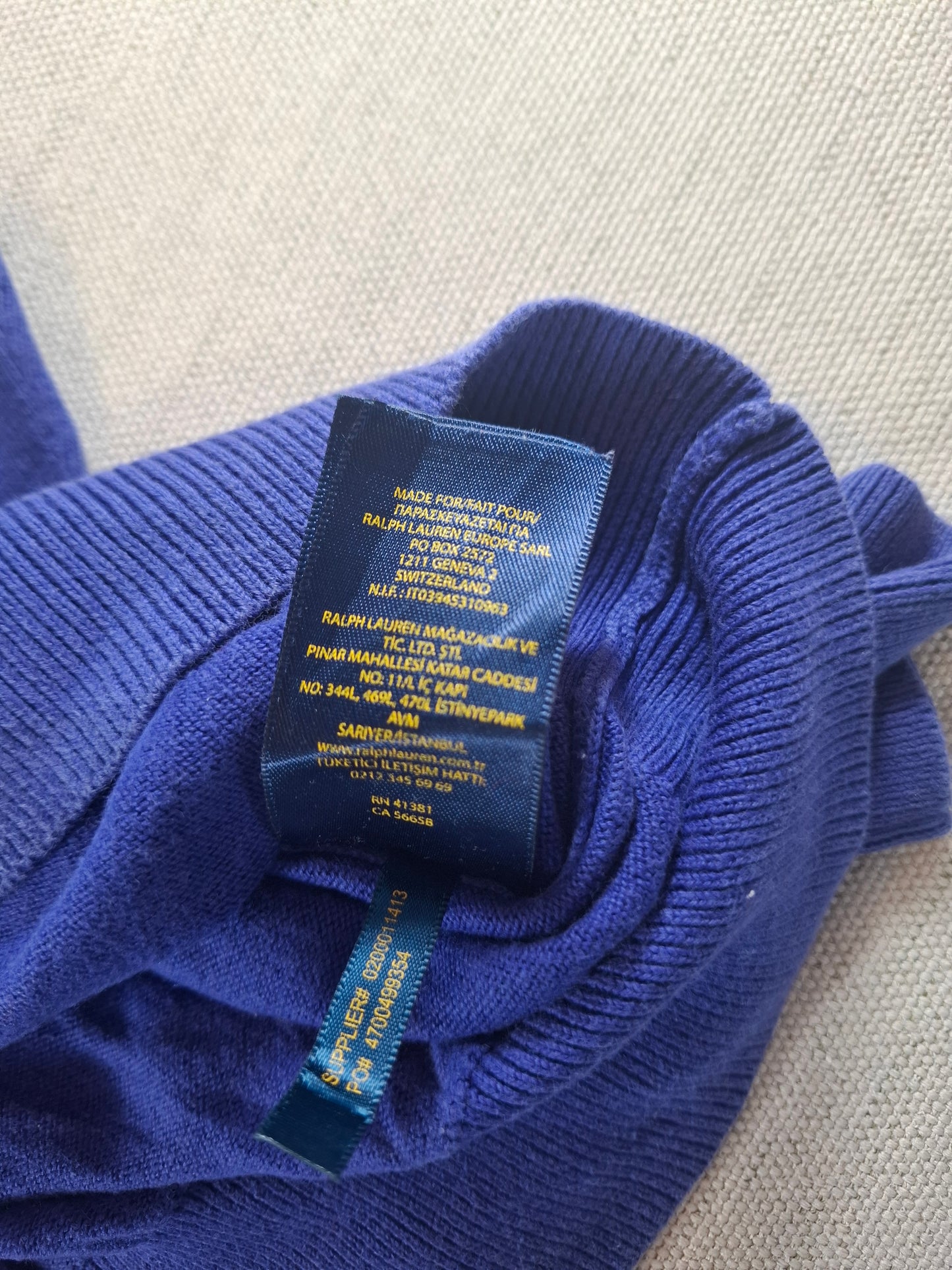 000485 Polo Ralph Lauren 1/4 zip sweater size L Purple