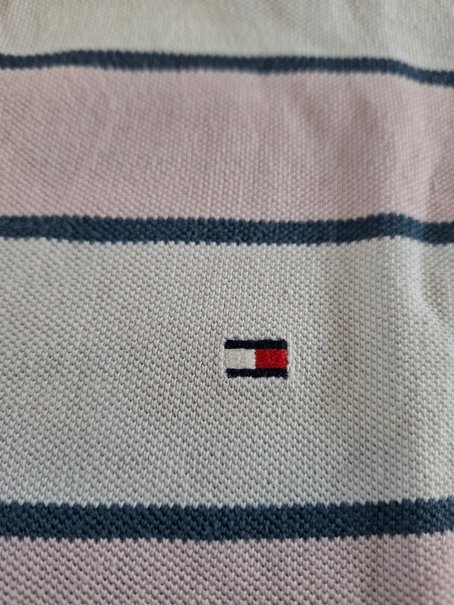 001112 Tommy Hilfiger Polo size L Red/ White/ Blue striped