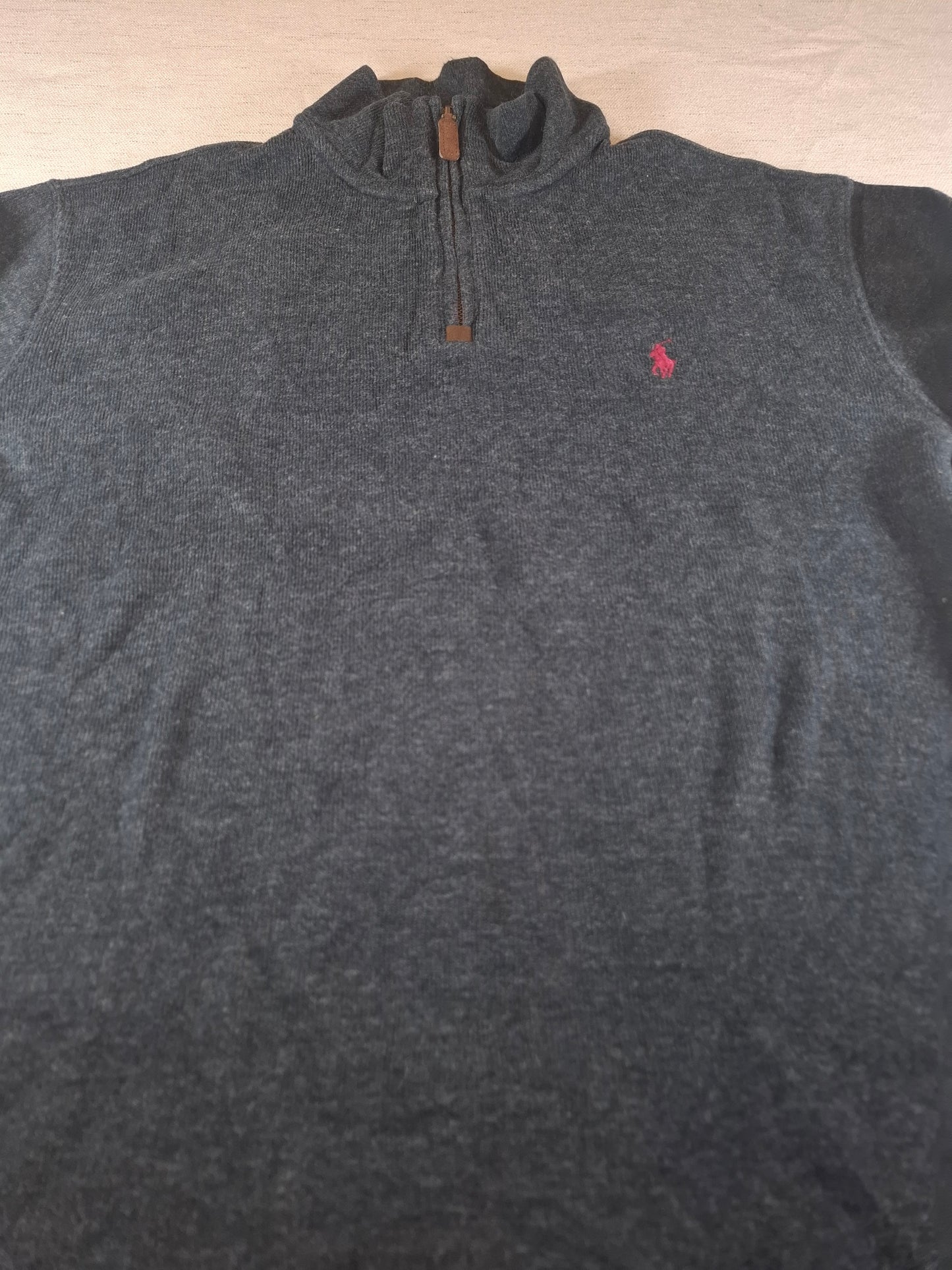 000493 Polo Ralph Lauren 1/4 zip sweater size L Anthracite