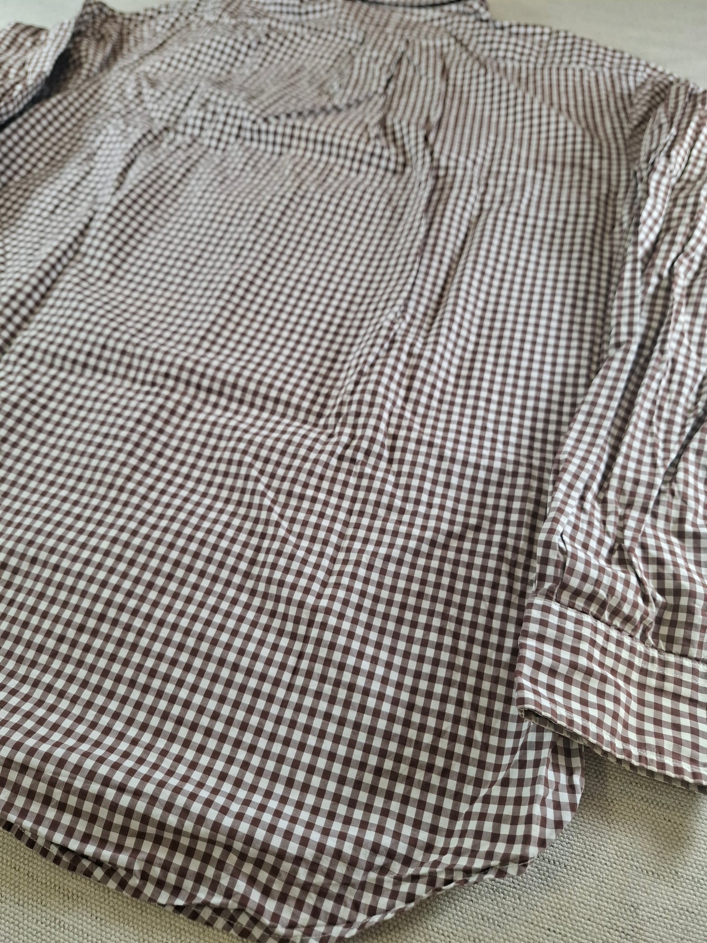 001085 Polo Ralph Lauren Button down shirt size L Brown/ White checkered