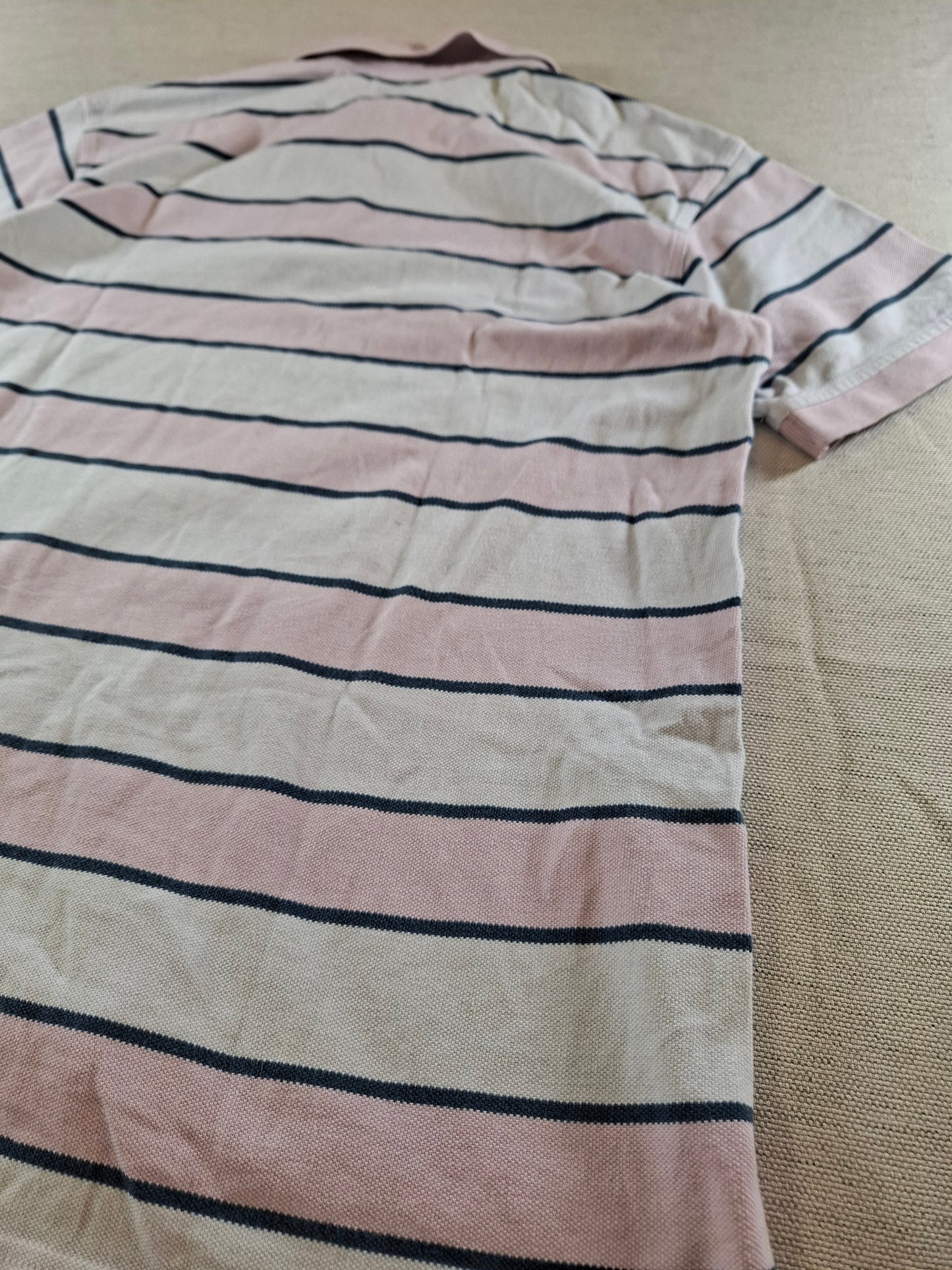 001112 Tommy Hilfiger Polo size L Red/ White/ Blue striped