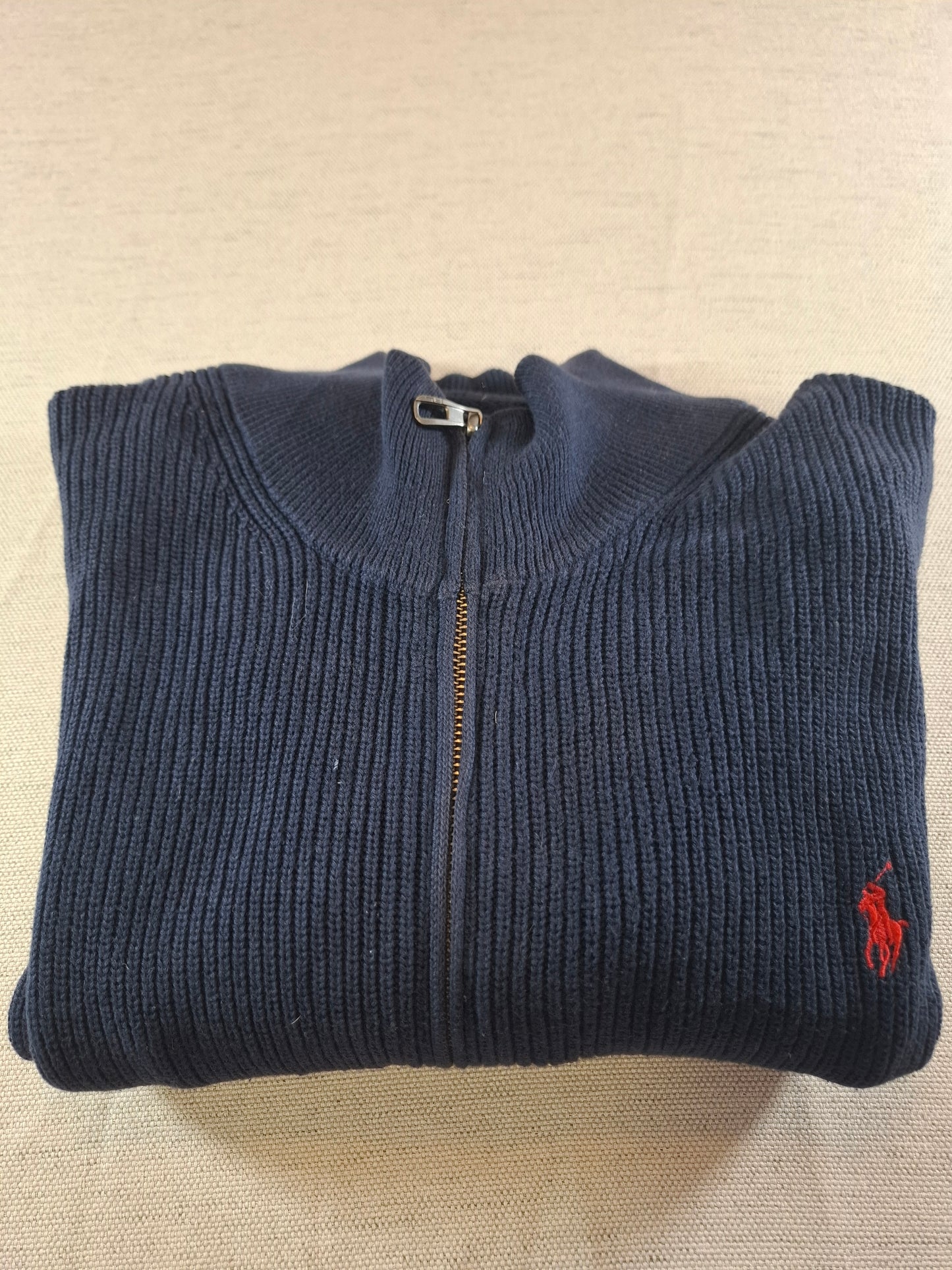 000934 Polo Ralph Lauren Full zip sweater size L Navy Blue
