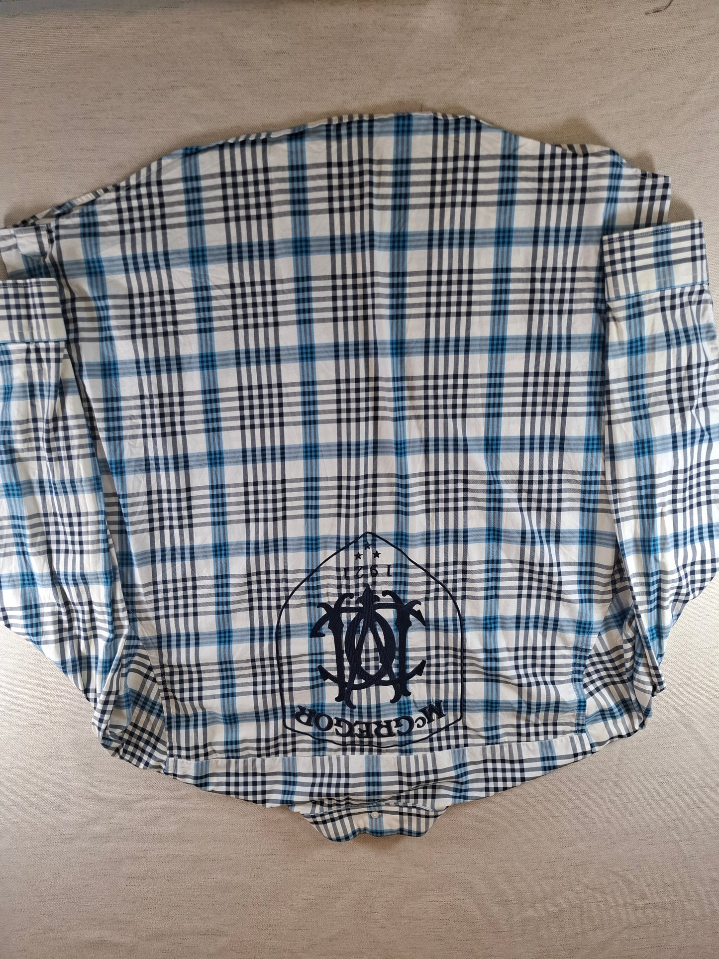 001087 McGregor Button down shirt size XXXL Blue/ White checkered