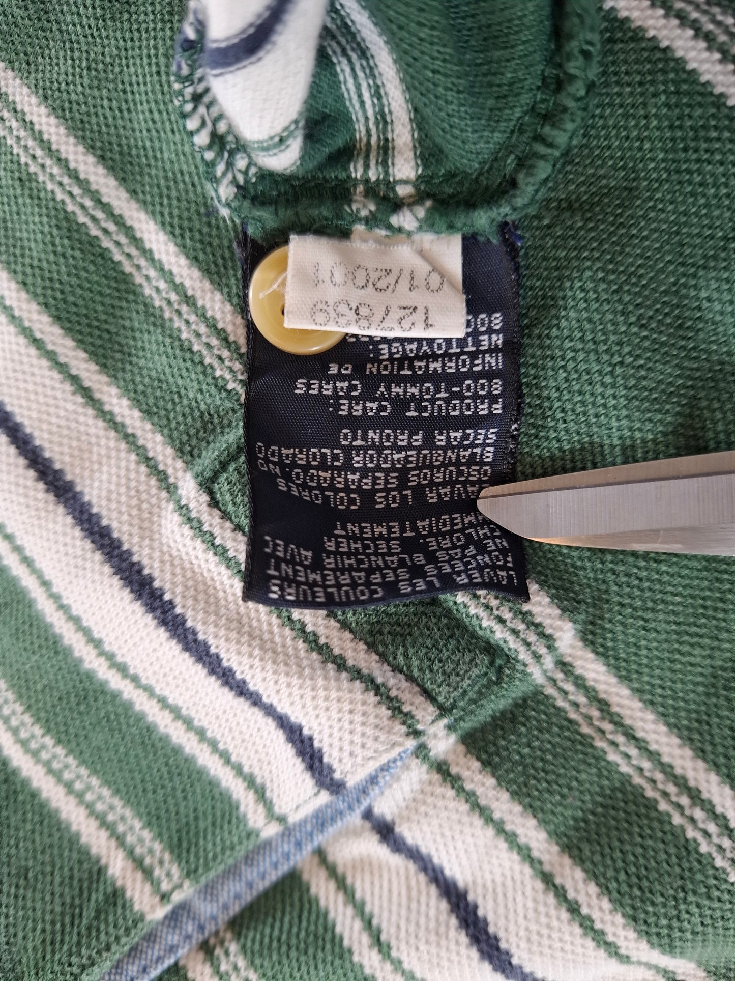 001115 Tommy Hilfiger Polo size XL Green/ white striped
