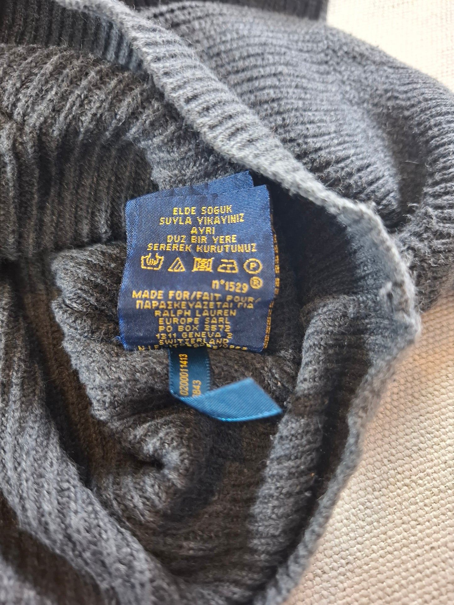 000936 Polo Ralph Lauren Full zip sweater size M Anthracite