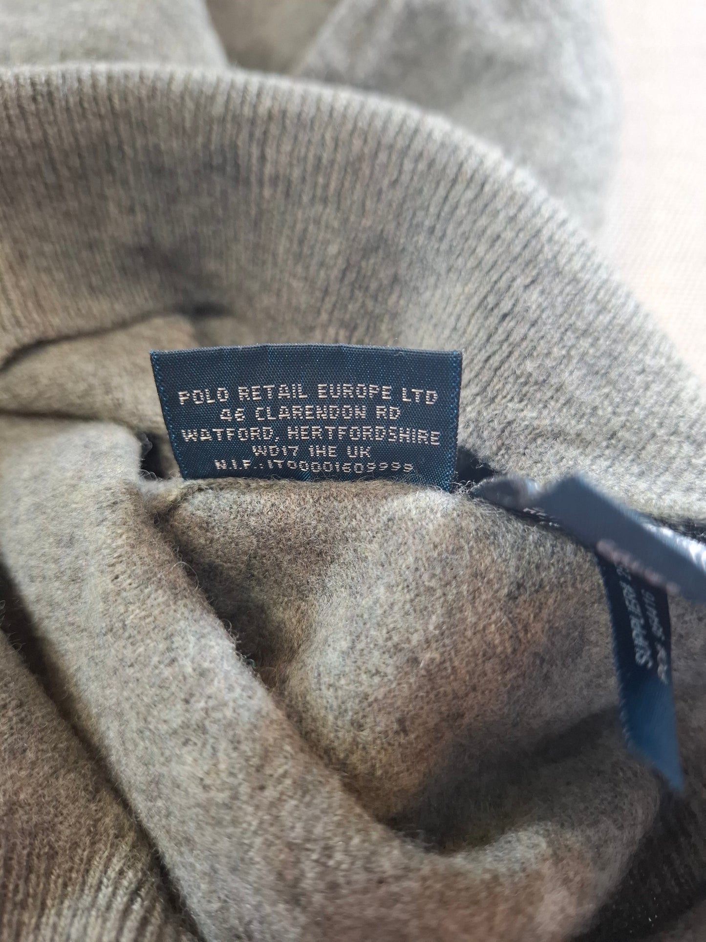 000496 Polo Ralph Lauren 1/4 zip sweater size S Grey Merino