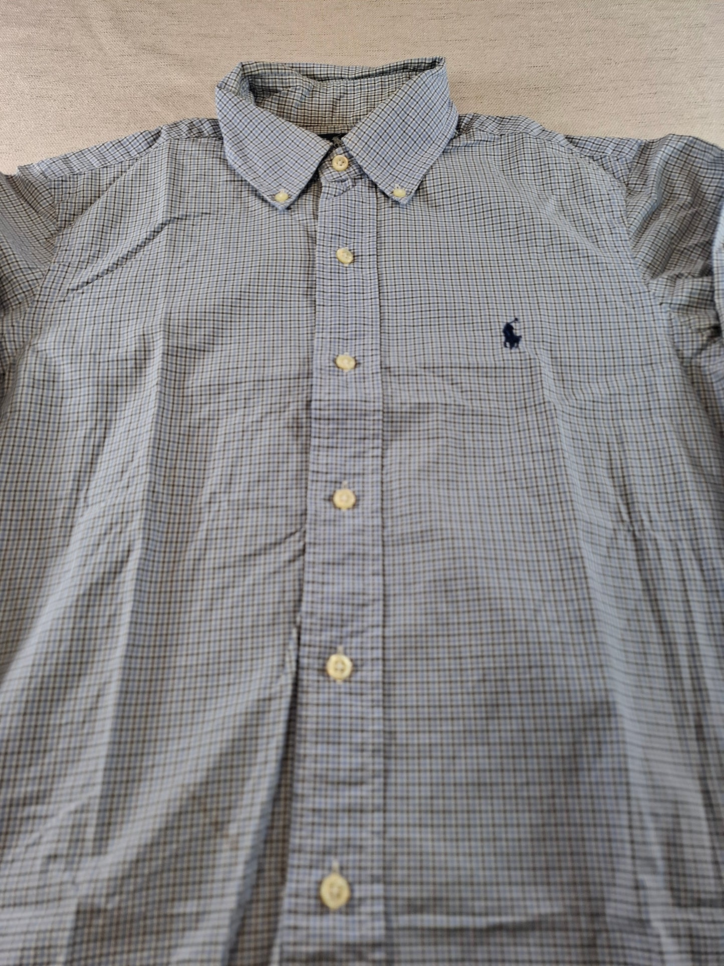 001069 Polo Ralph Lauren Button down shirt size 38 Blue/ Black checkered