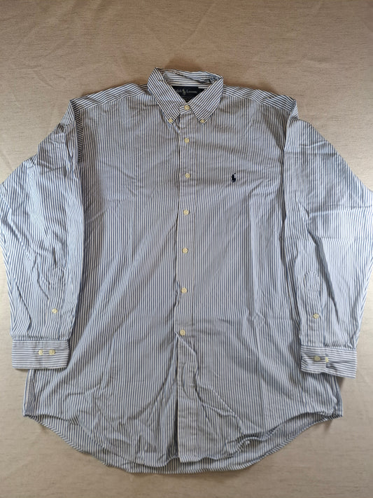 001081 Polo Ralph Lauren Button down shirt size 16.5 / 34-35 Blue/ White striped