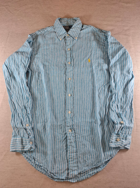 001083 Polo Ralph Lauren Button down shirt size S Turquoise striped