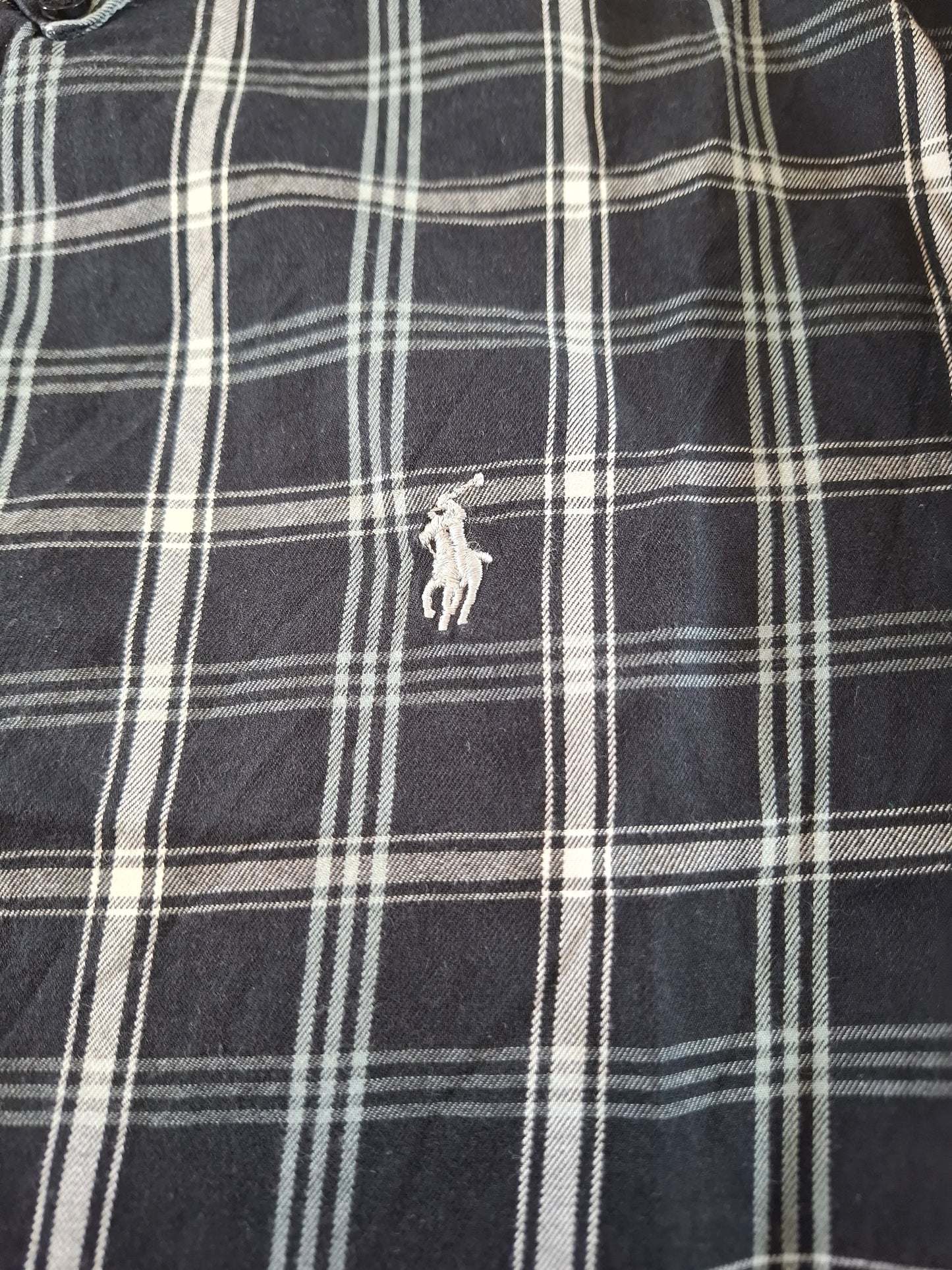 001071 Polo Ralph Lauren Button down shirt size L Black/ White checkered