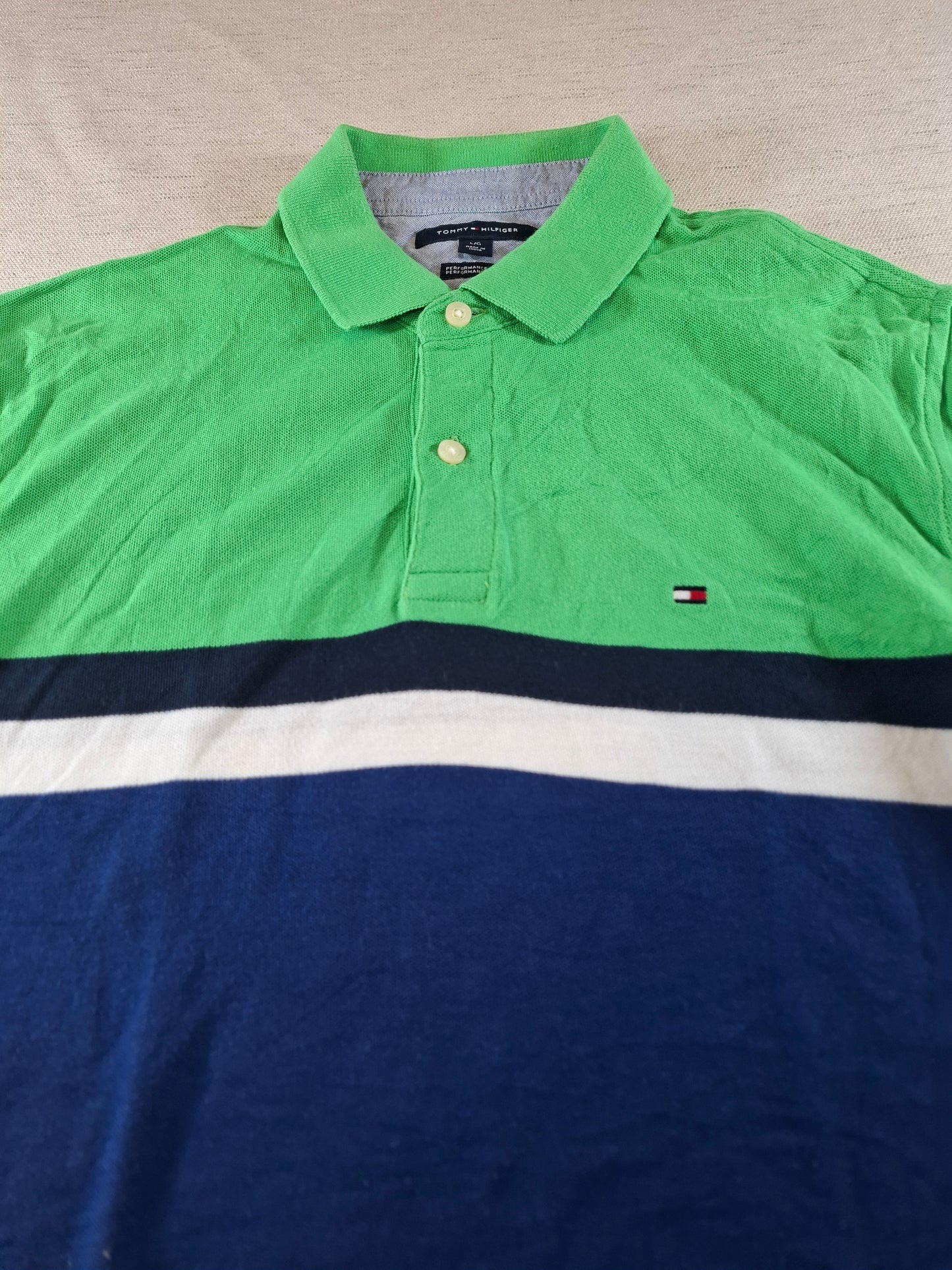001061 Tommy Hilfiger Polo size L Green/ Blue/ White