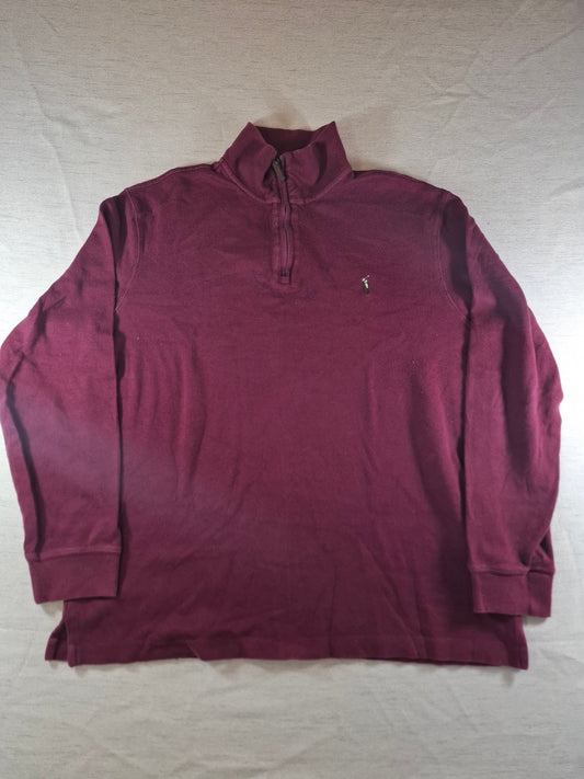 000495 Polo Ralph Lauren 1/4 zip sweater size L Burgundy
