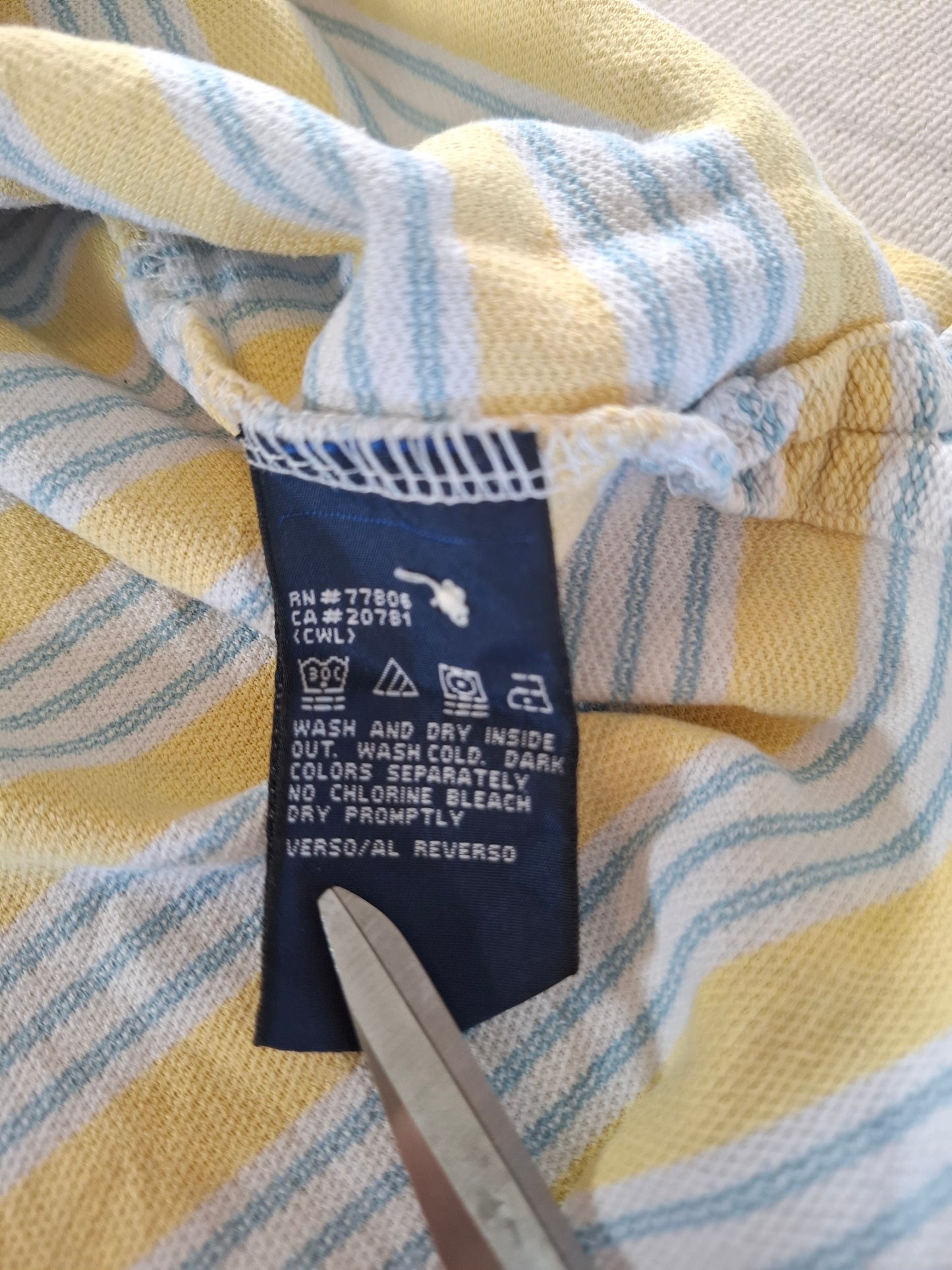 001114 Tommy Hilfiger Polo size XXL Yellow/ White/ light blue striped