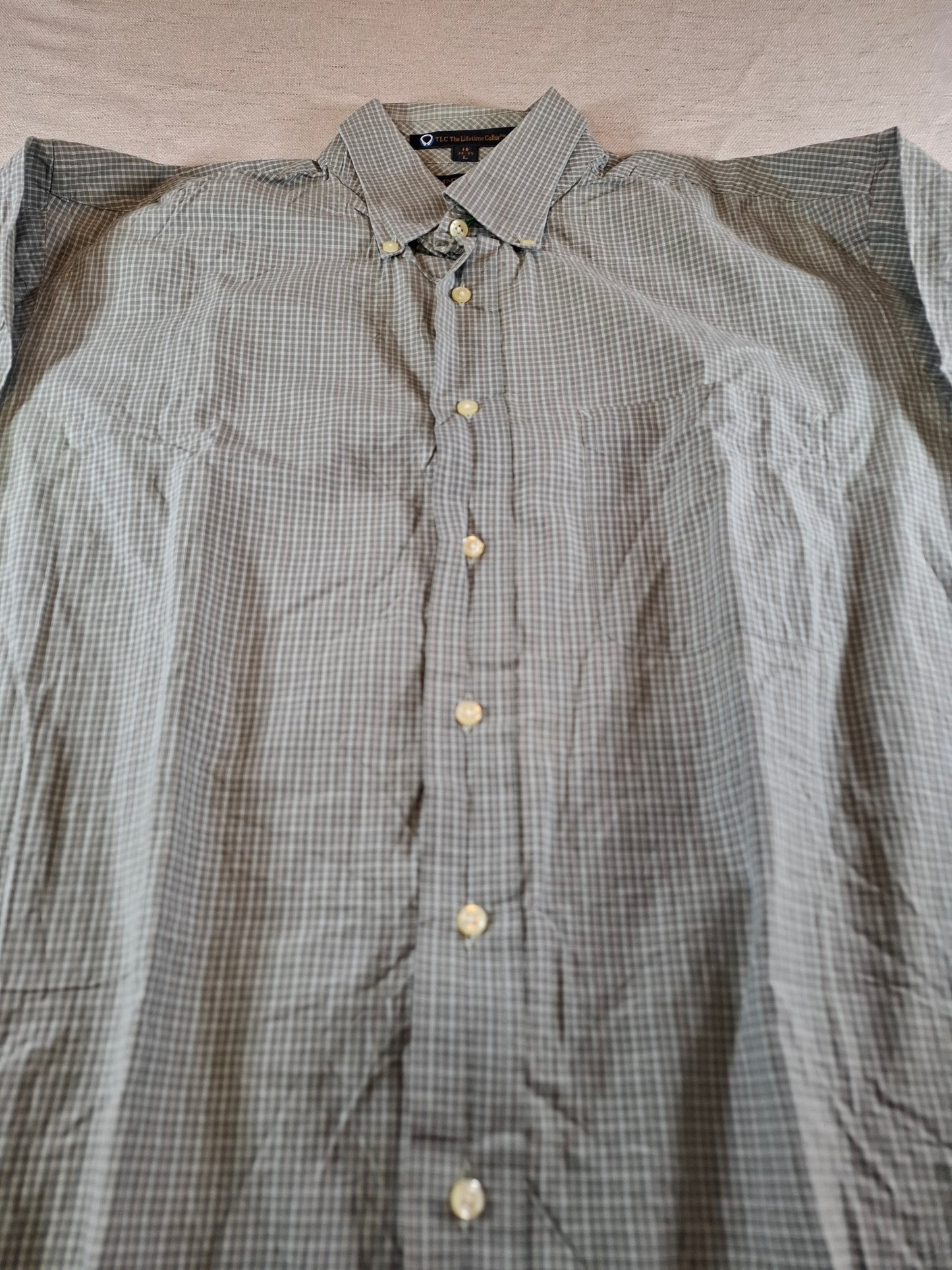 001092 Tommy Hilfiger Button down shirt size 16 / 34-35 Green/ White checkered