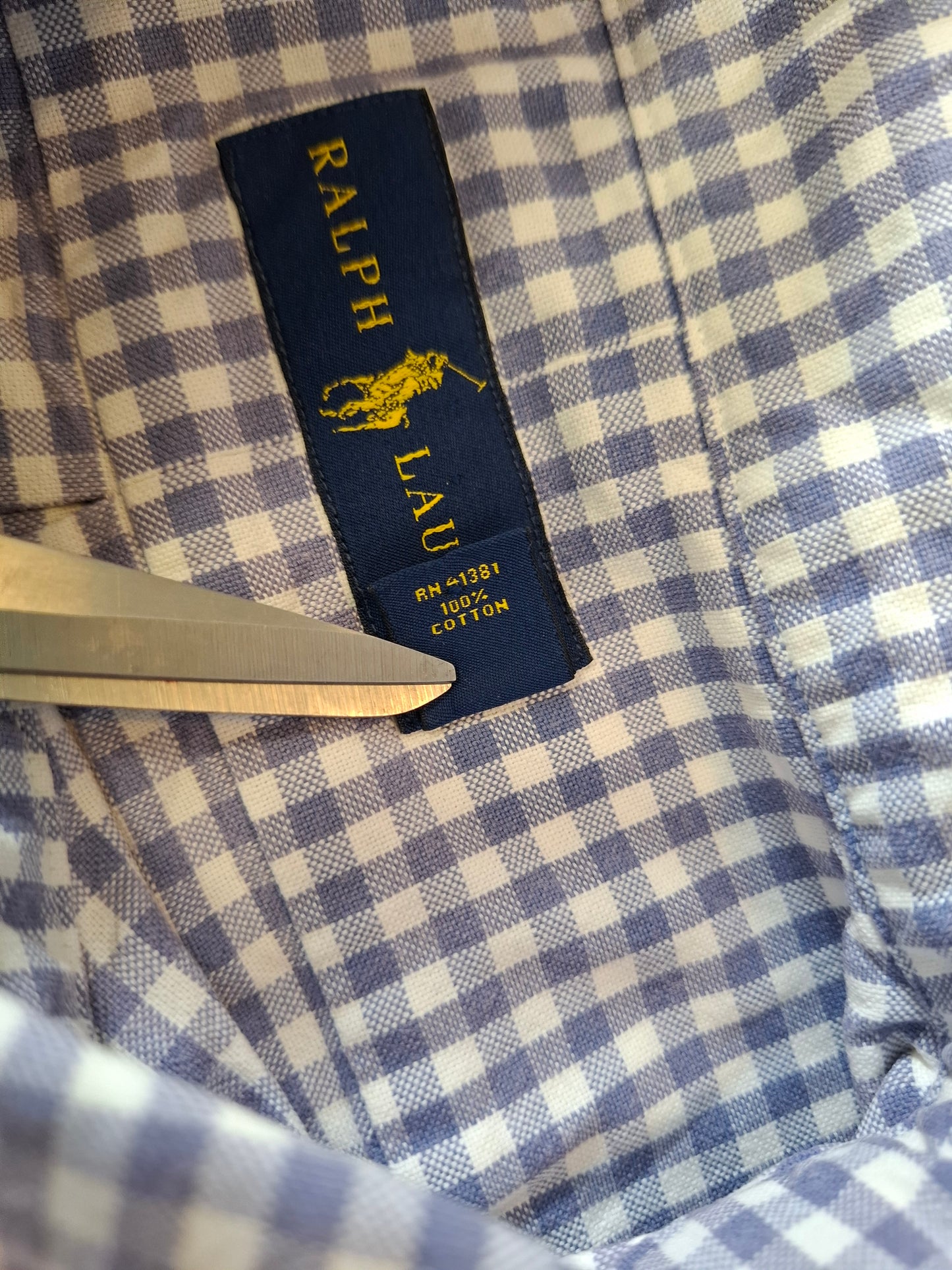 001074 Polo Ralph Lauren Button down shirt size XXL Blue/ white checkered