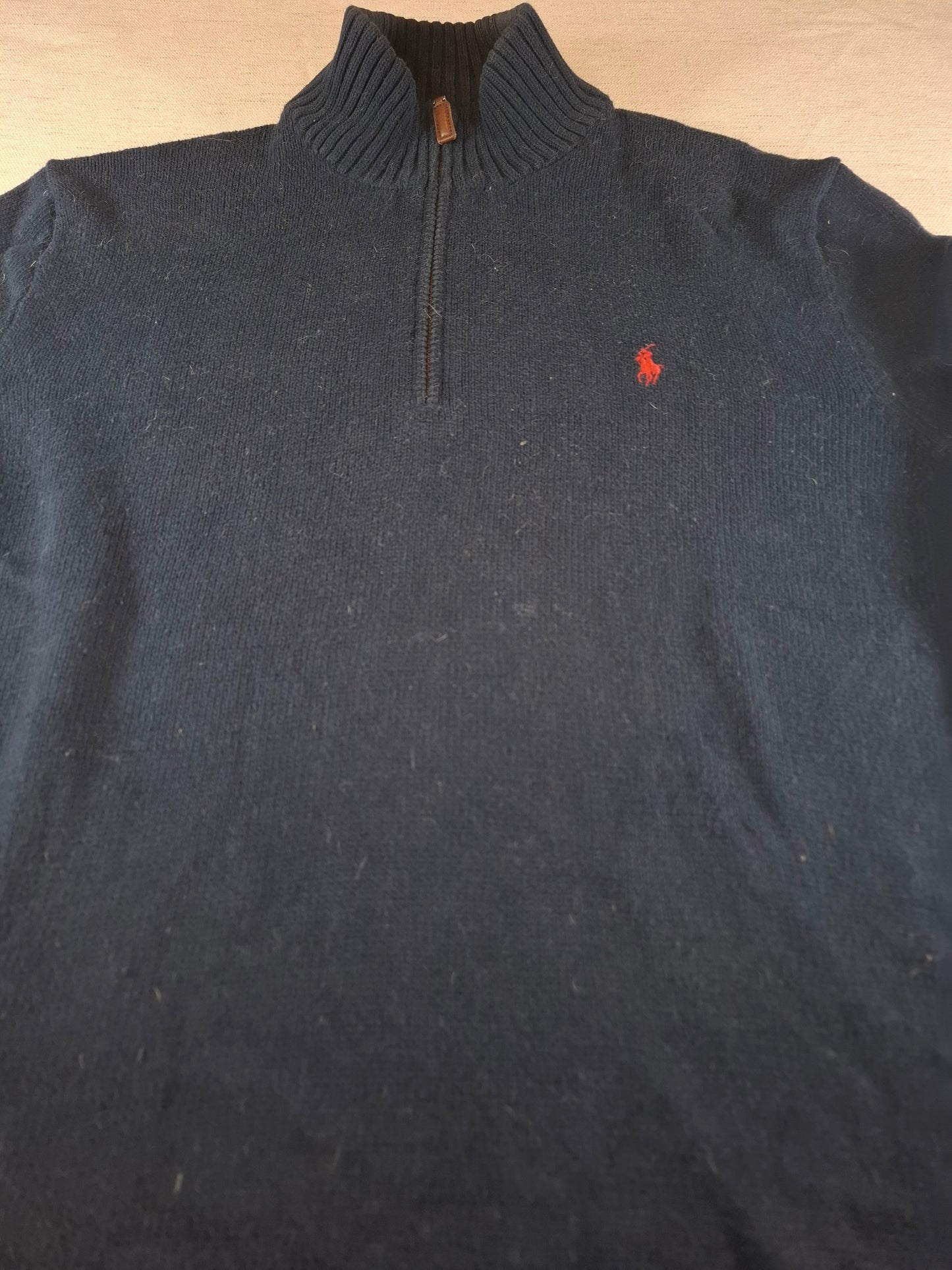 000498 Polo Ralph Lauren 1/4 zip sweater size L Navy