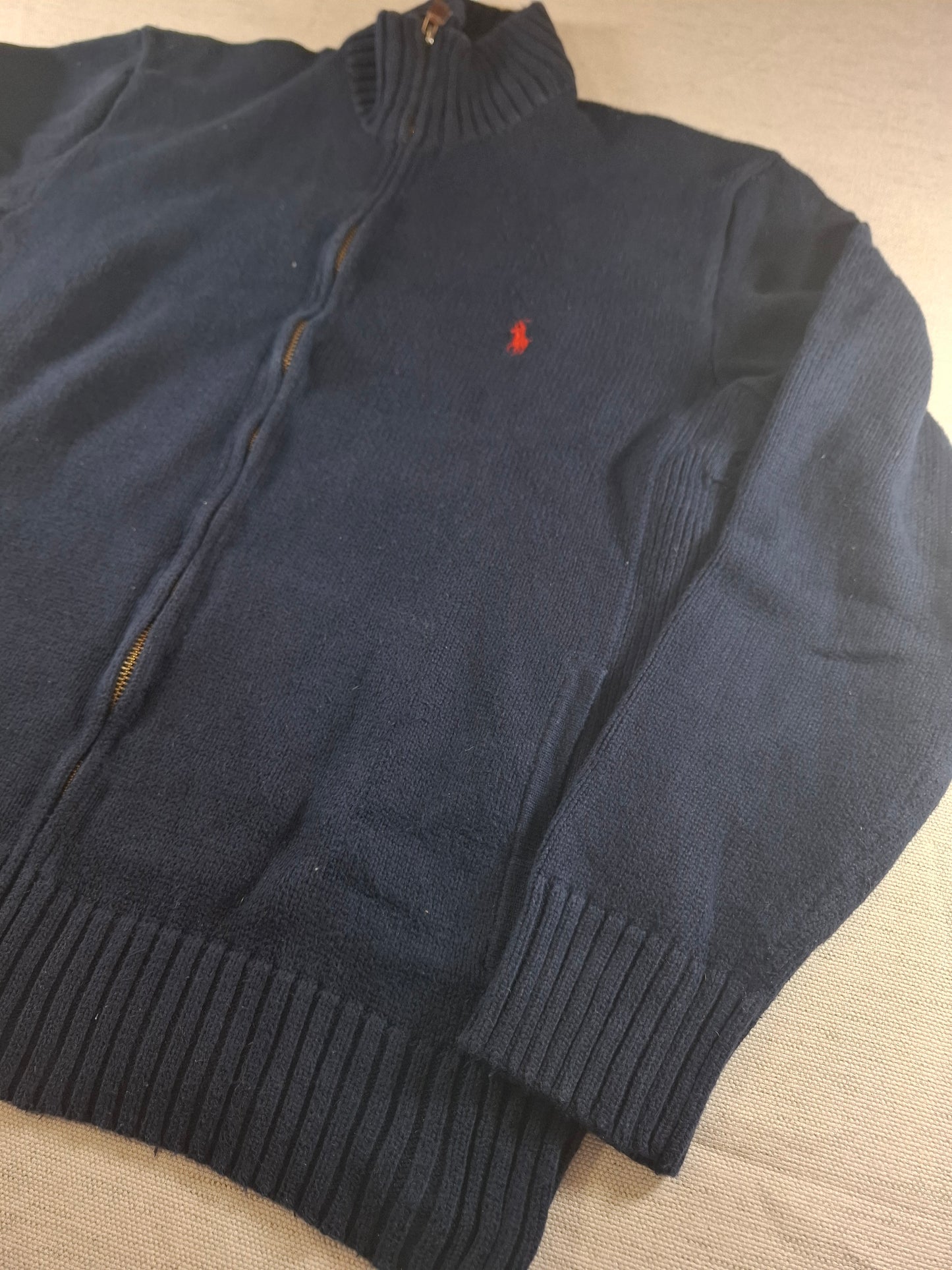 000486 Polo Ralph Lauren full zip sweater size M Navy