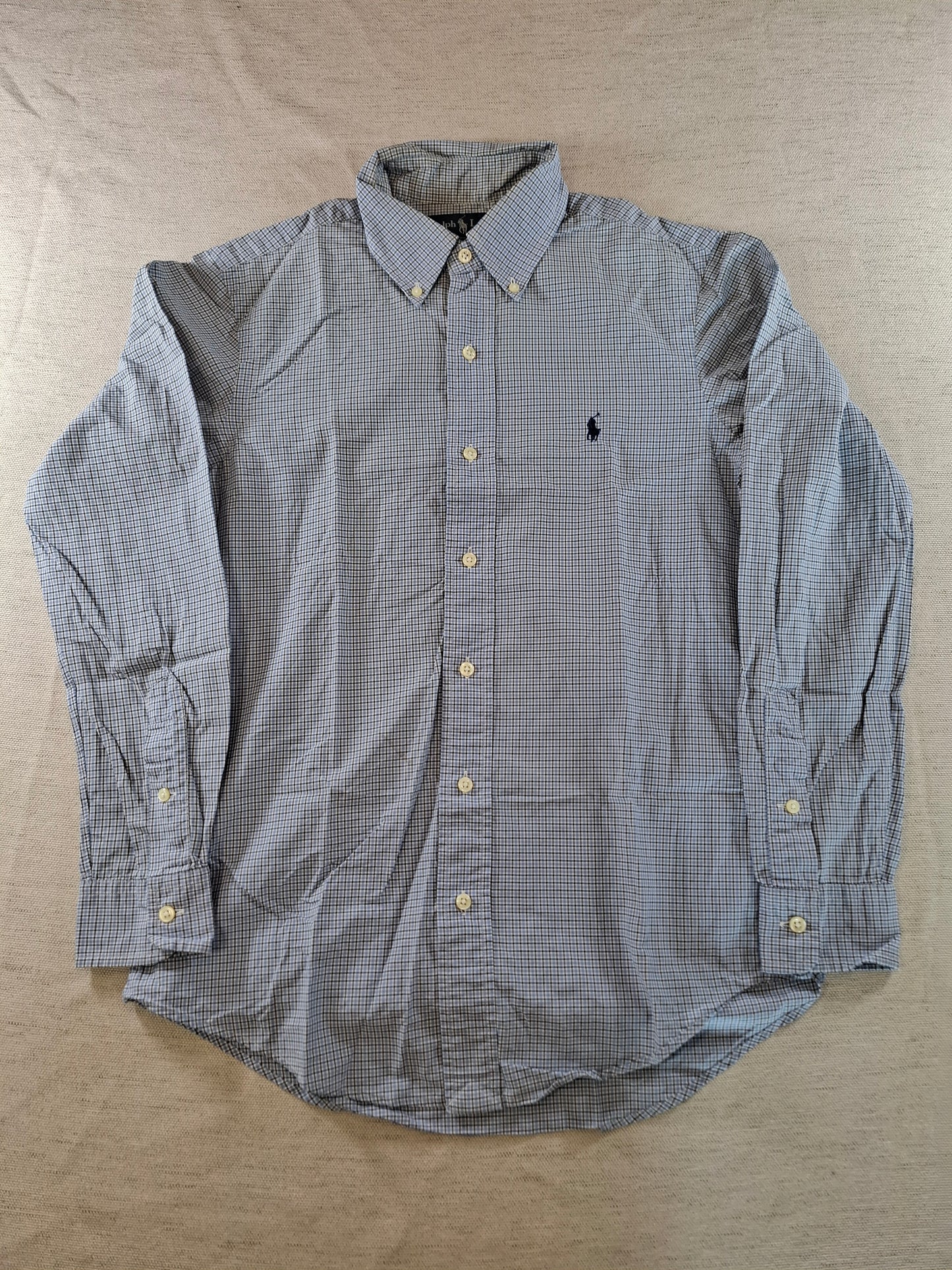 001069 Polo Ralph Lauren Button down shirt size 38 Blue/ Black checkered