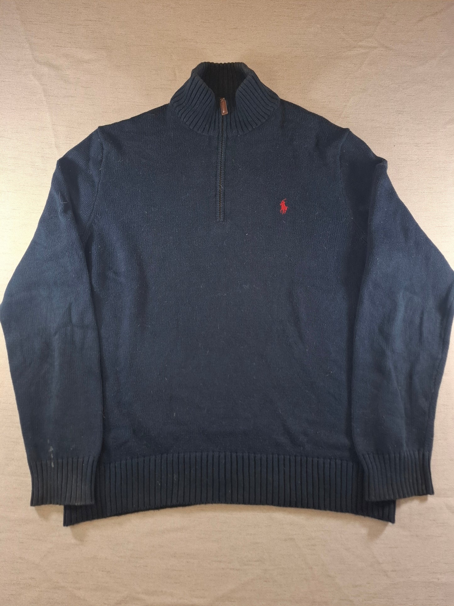 000498 Polo Ralph Lauren 1/4 zip sweater size L Navy