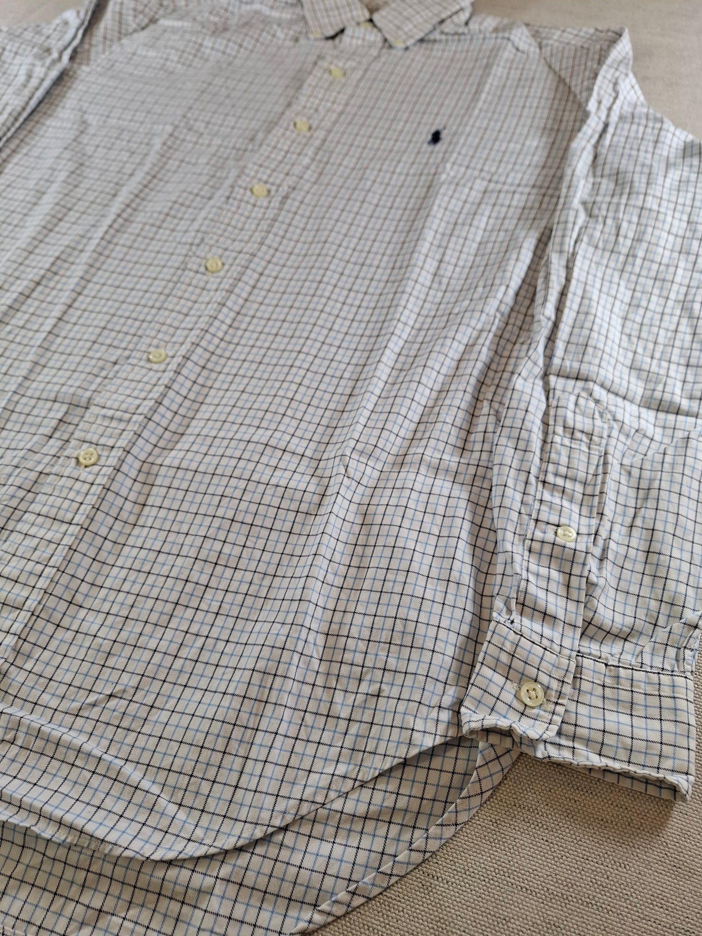 001072 Polo Ralph Lauren Button down shirt size M Blue/ White/ Black checkered