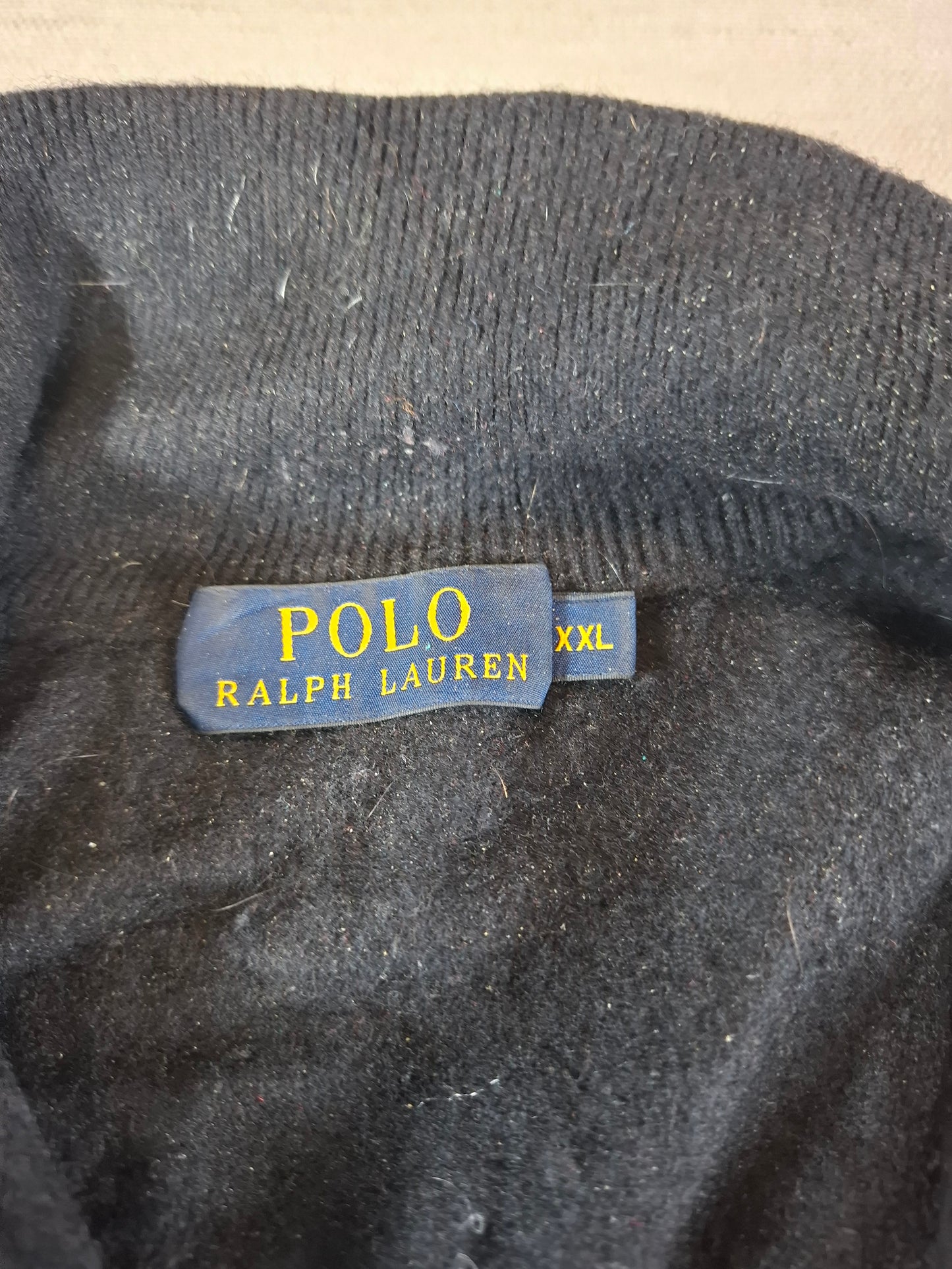 000497 Polo Ralph Lauren 1/4 zip sweater size XXL Black Merino