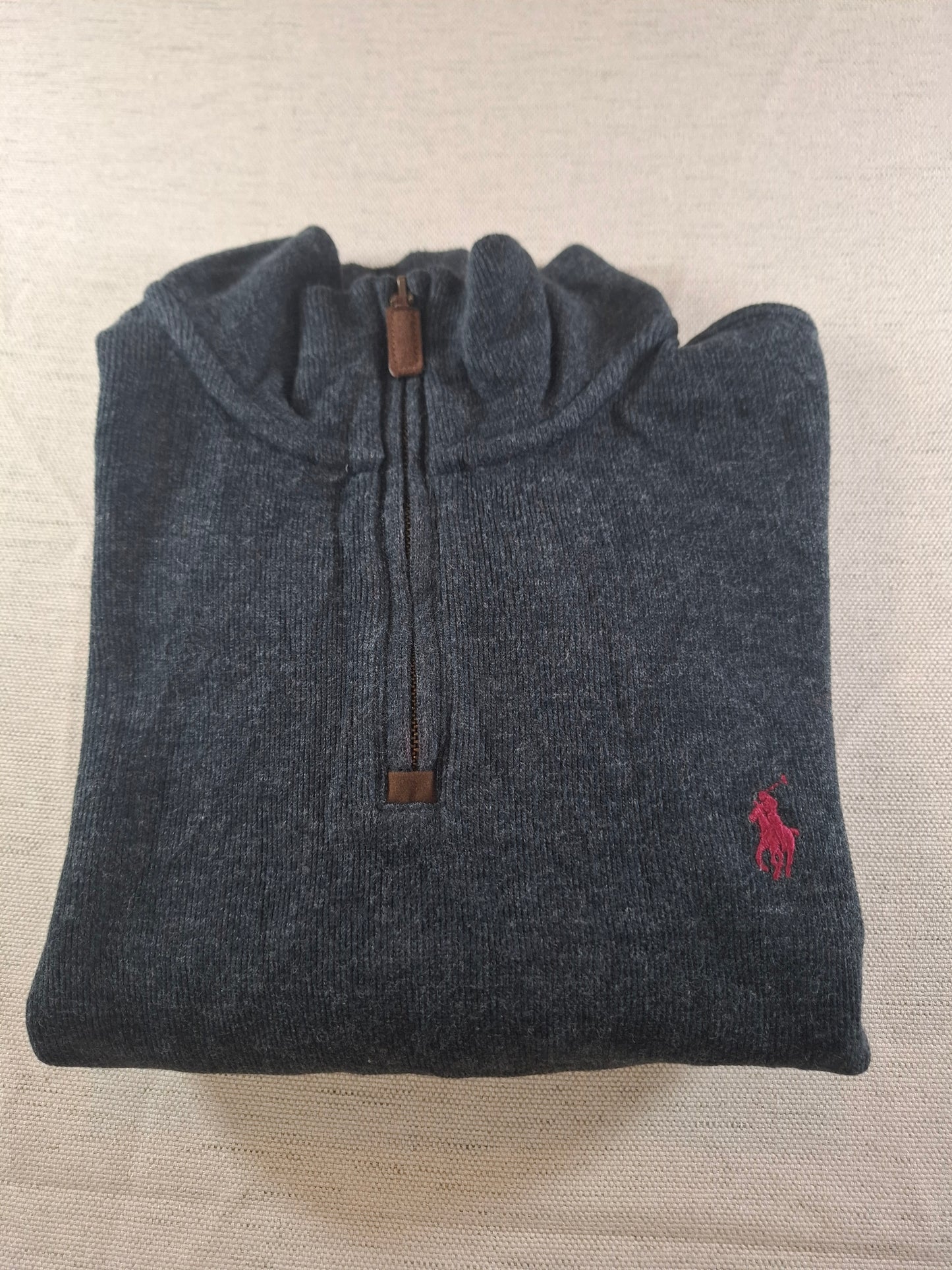 000493 Polo Ralph Lauren 1/4 zip sweater size L Anthracite