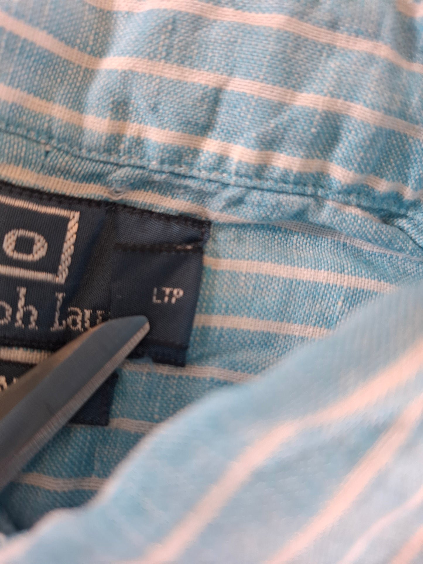 001083 Polo Ralph Lauren Button down shirt size S Turquoise striped