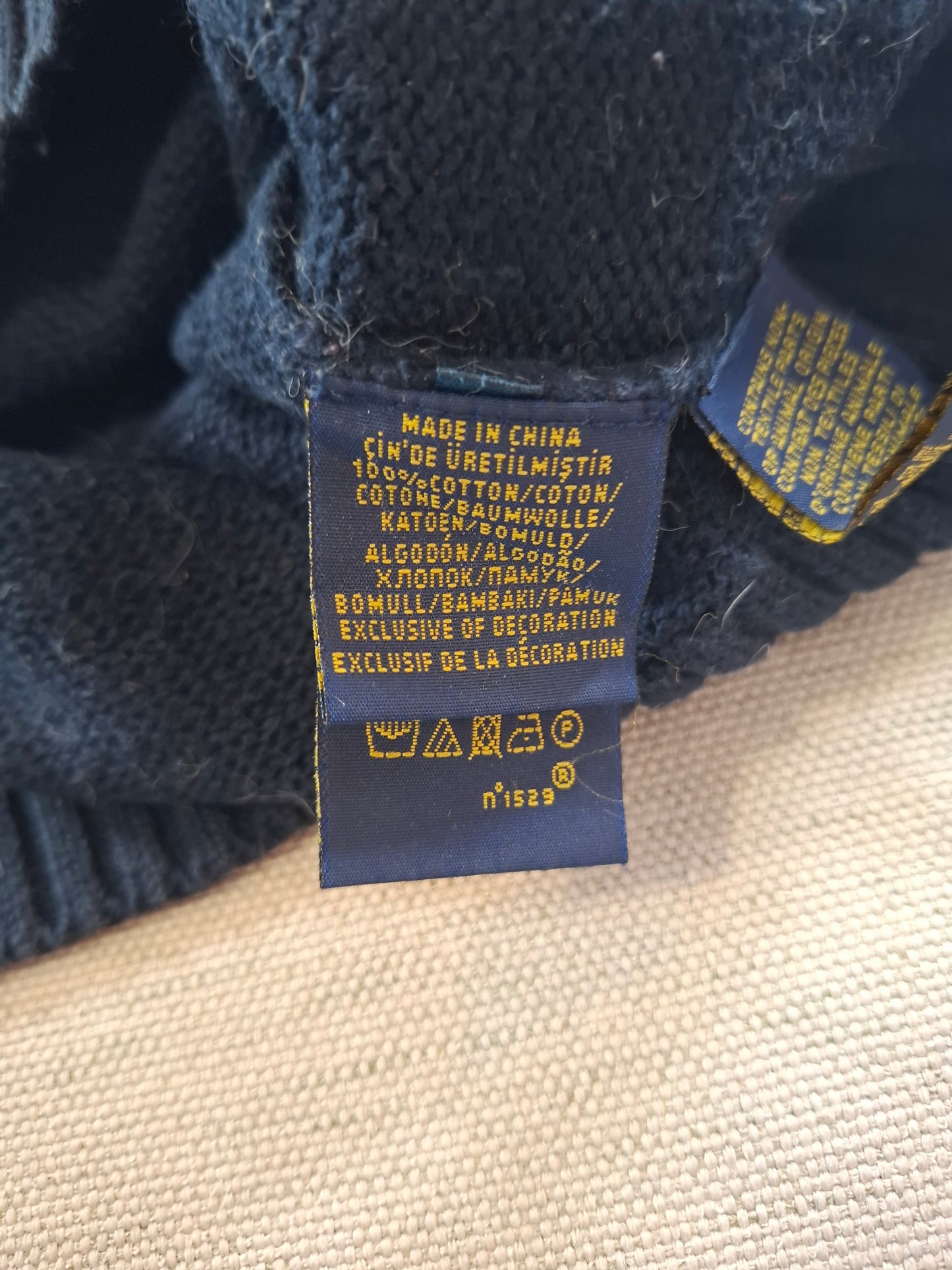 000498 Polo Ralph Lauren 1/4 zip sweater size L Navy