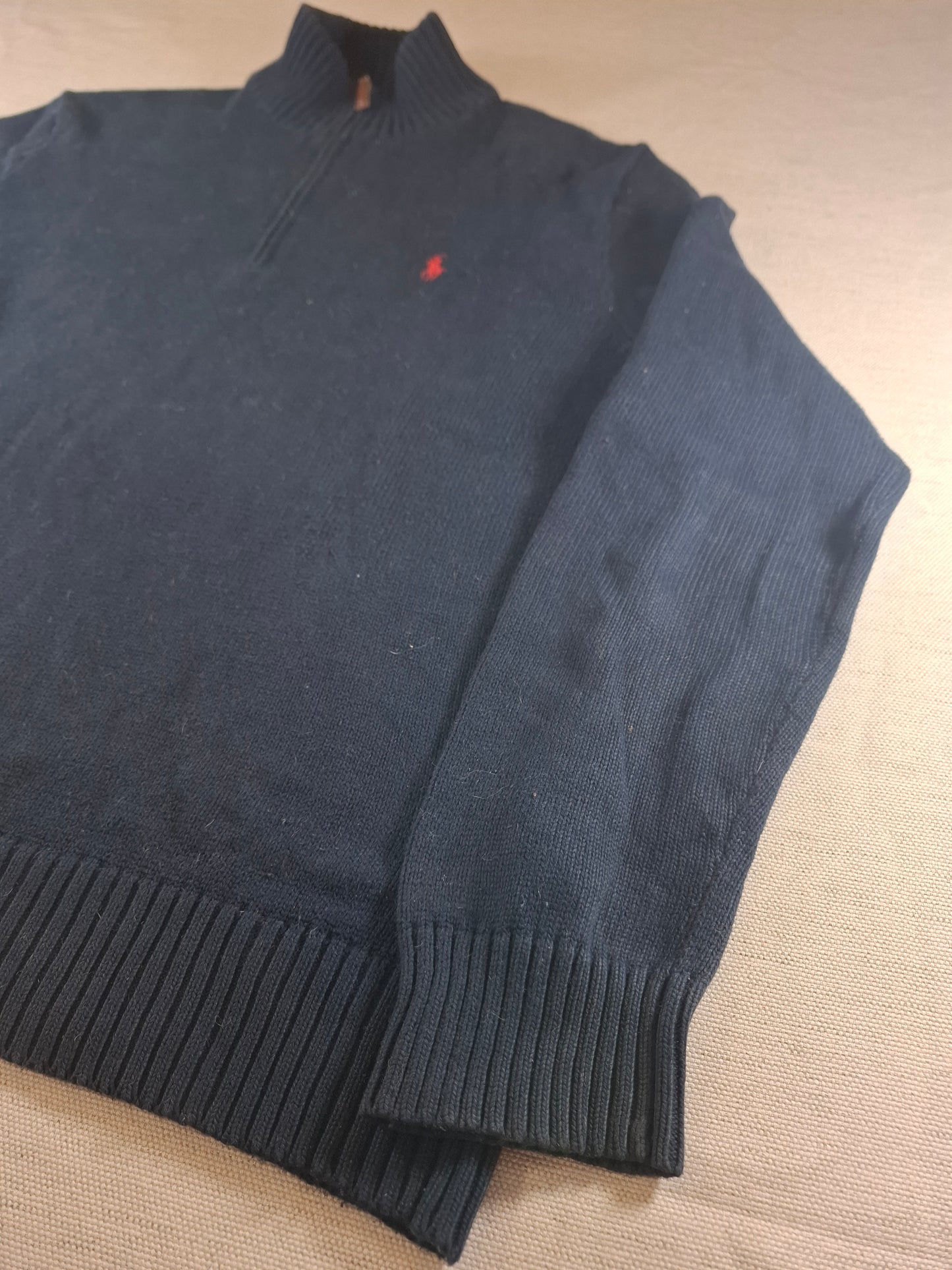 000498 Polo Ralph Lauren 1/4 zip sweater size L Navy