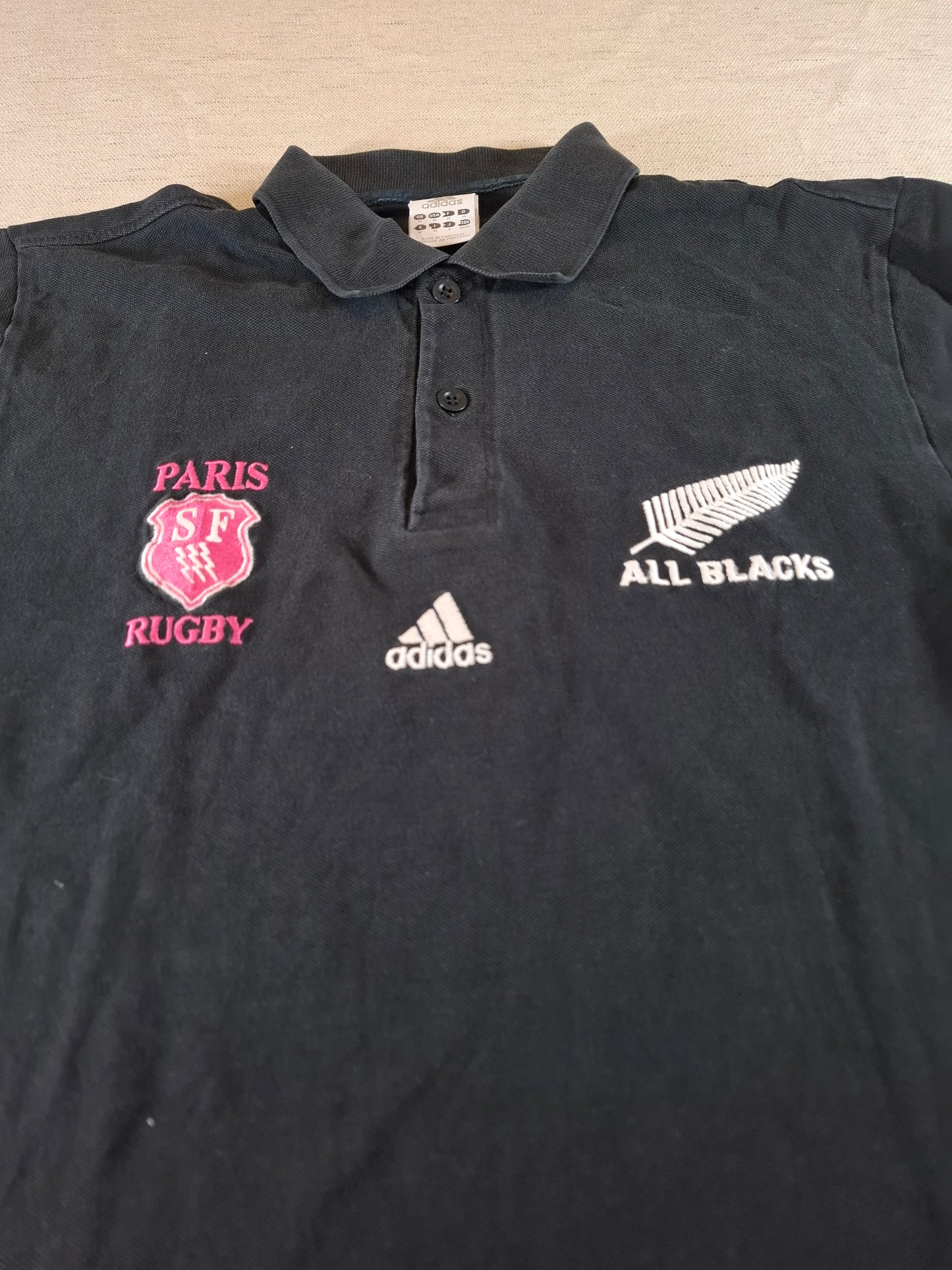 000159 Adidas Polo size M BLACK New Zealand All Blacks Rugby