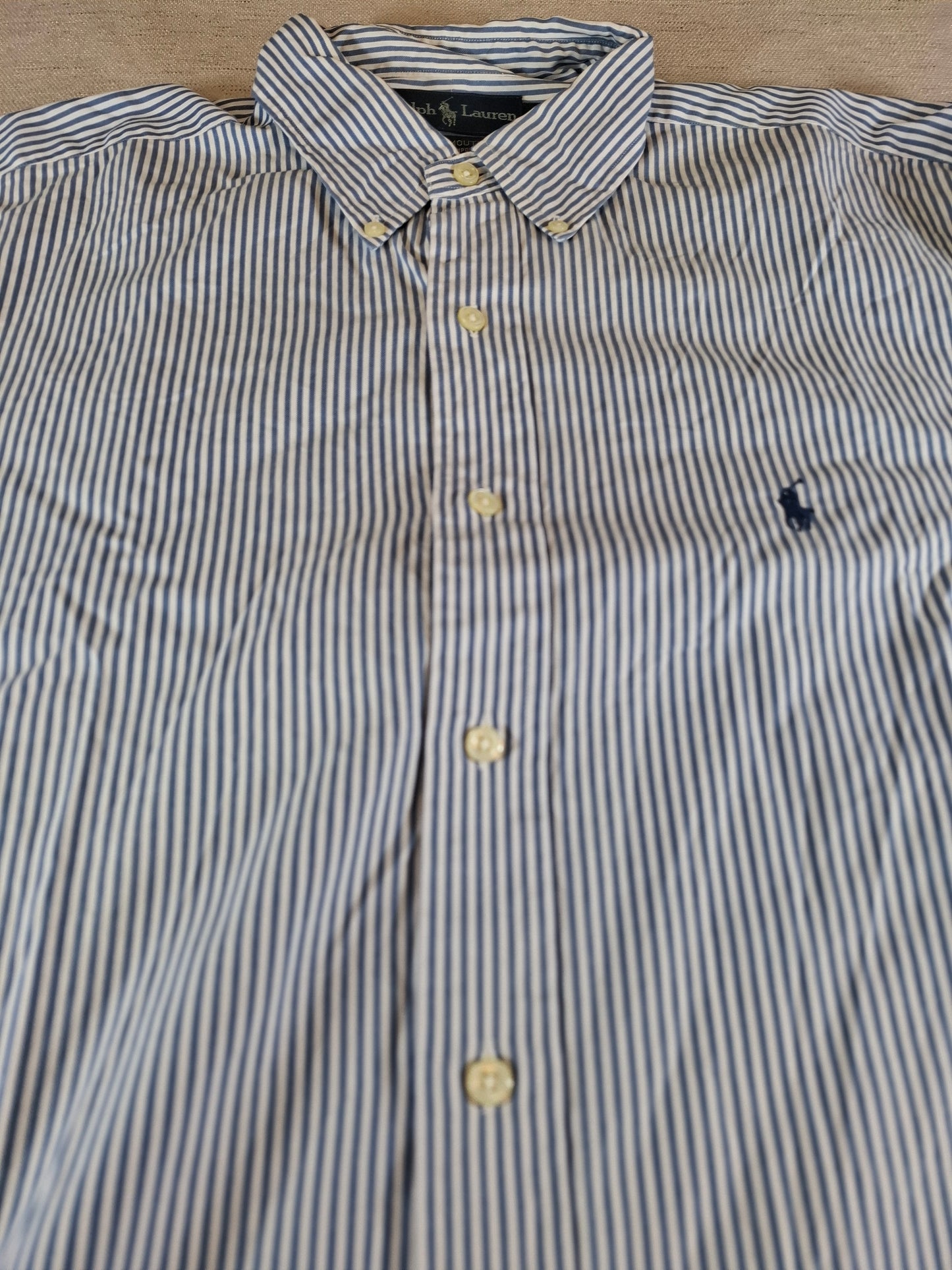 001081 Polo Ralph Lauren Button down shirt size 16.5 / 34-35 Blue/ White striped